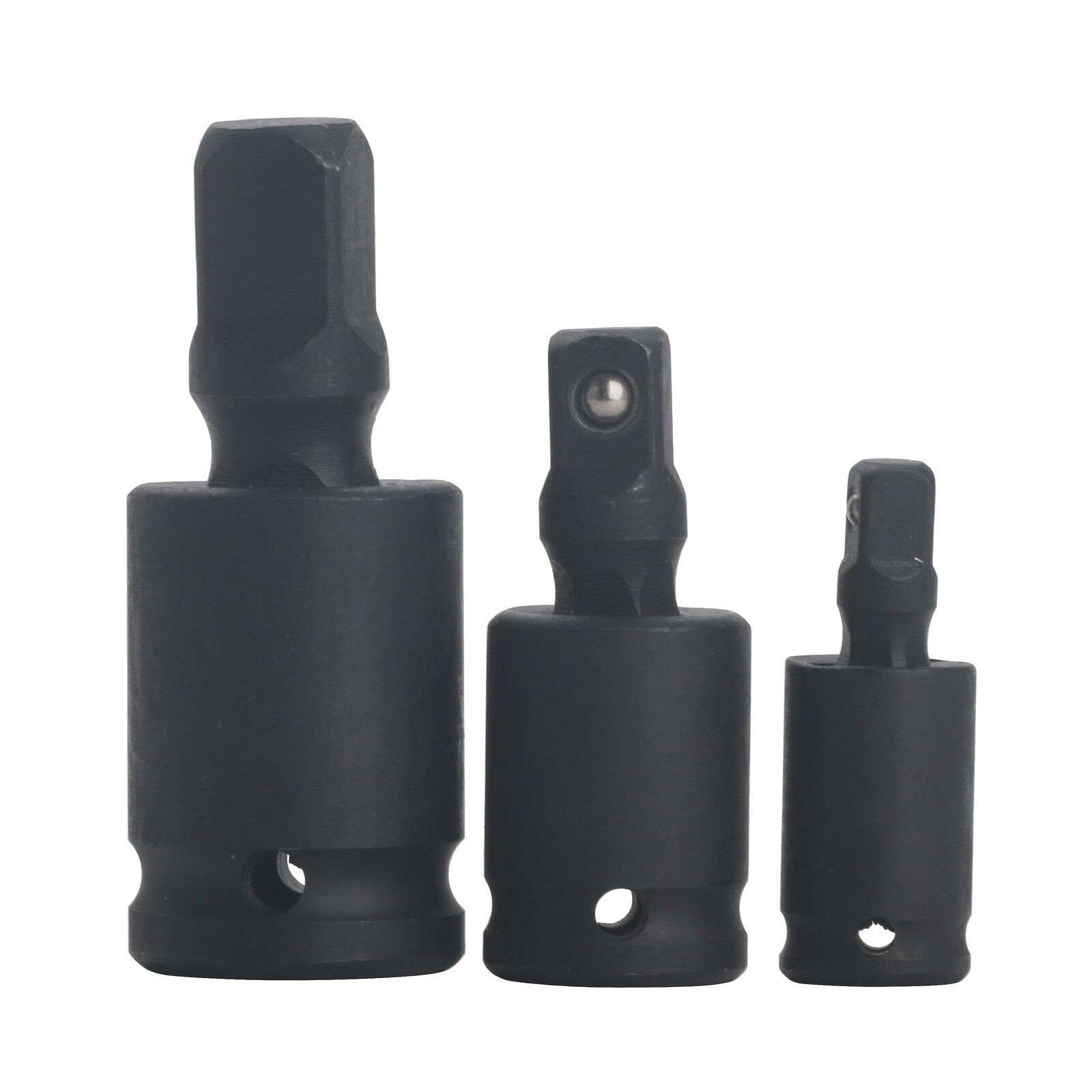 Set of 3 Universal Joint Swivel Socket Adapter Set 1/4″ 3/8″ 1/2″ Impact Joint