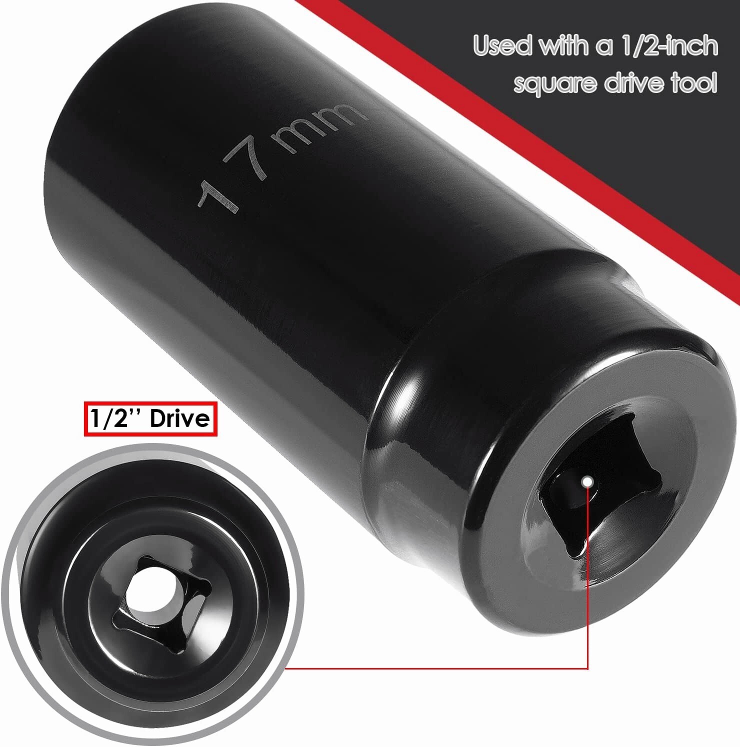 Crank Bolt Socket Set 17MM 21MM 22MM 27MM Heavy Duty 1/2 Drive Impact Socket Set