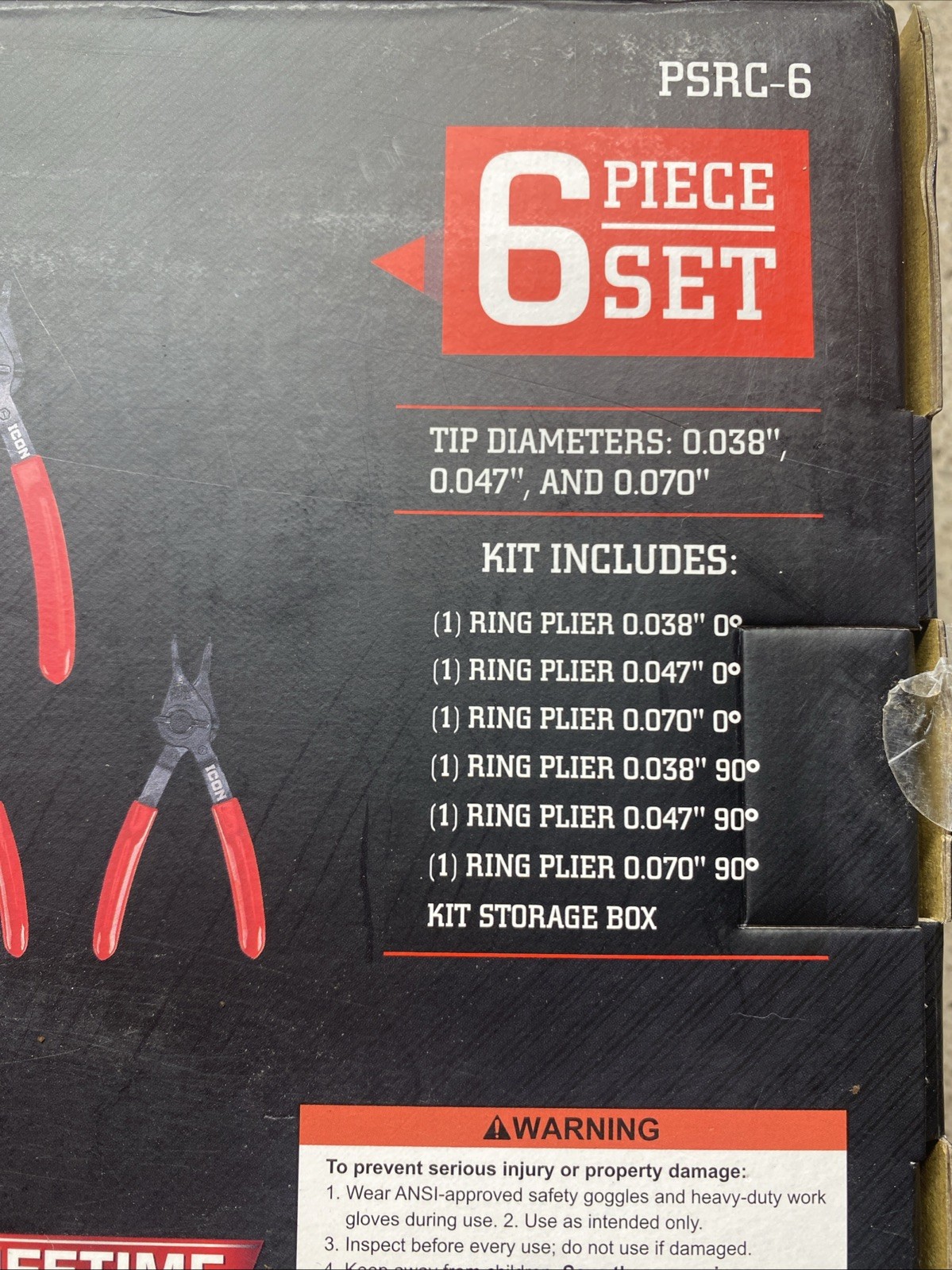 NEW Icon PSRC-6 6PC Quarter Turn Convertible Retaining Ring Plier Set 59150