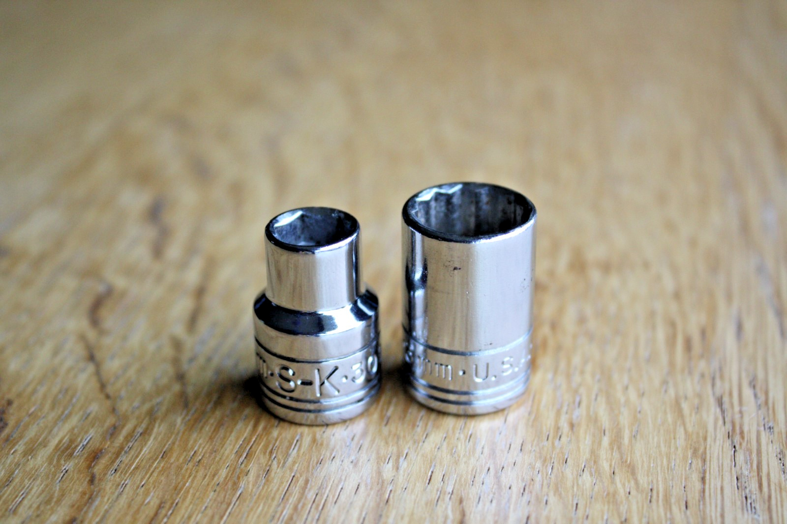 Set of 2 S-K Metric Shallow Sockets 3/8” Drive 309 6 Pt 9mm 313 12 Pt 13mm USA