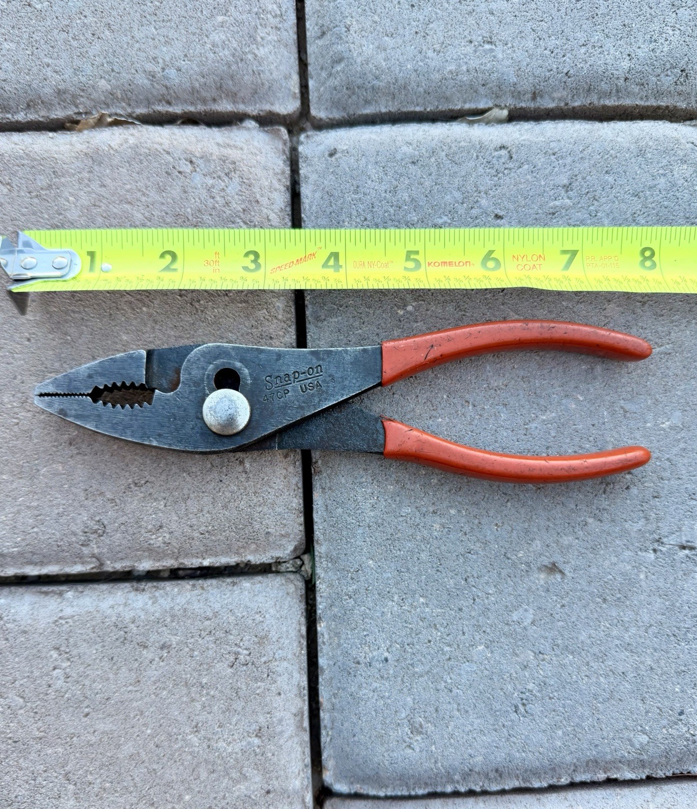 Snap on Tools USA 47CP 7.5” Long Slip Joint Combination Pliers NICE