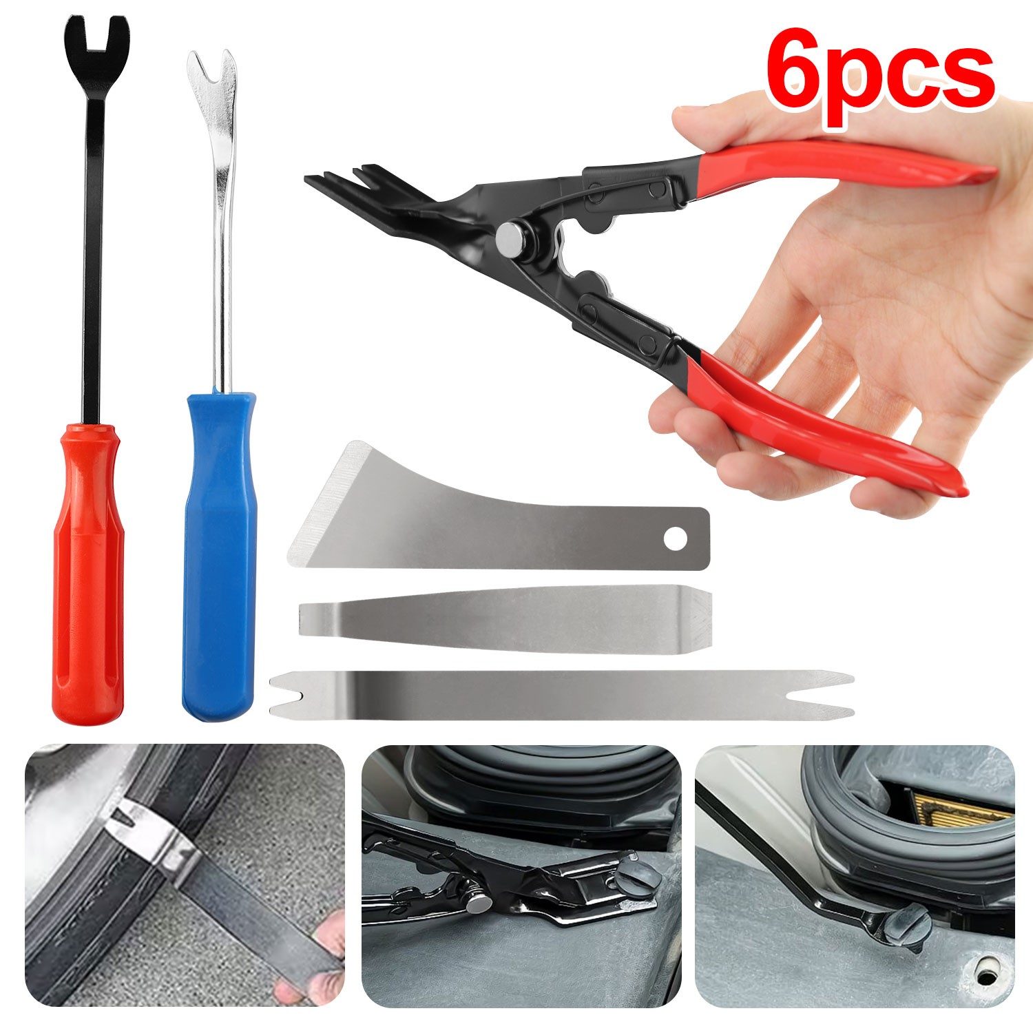 6pcs Car Door Trim Removal Tool Pry Panel Dash Radio Body Clip Installer Kit Set