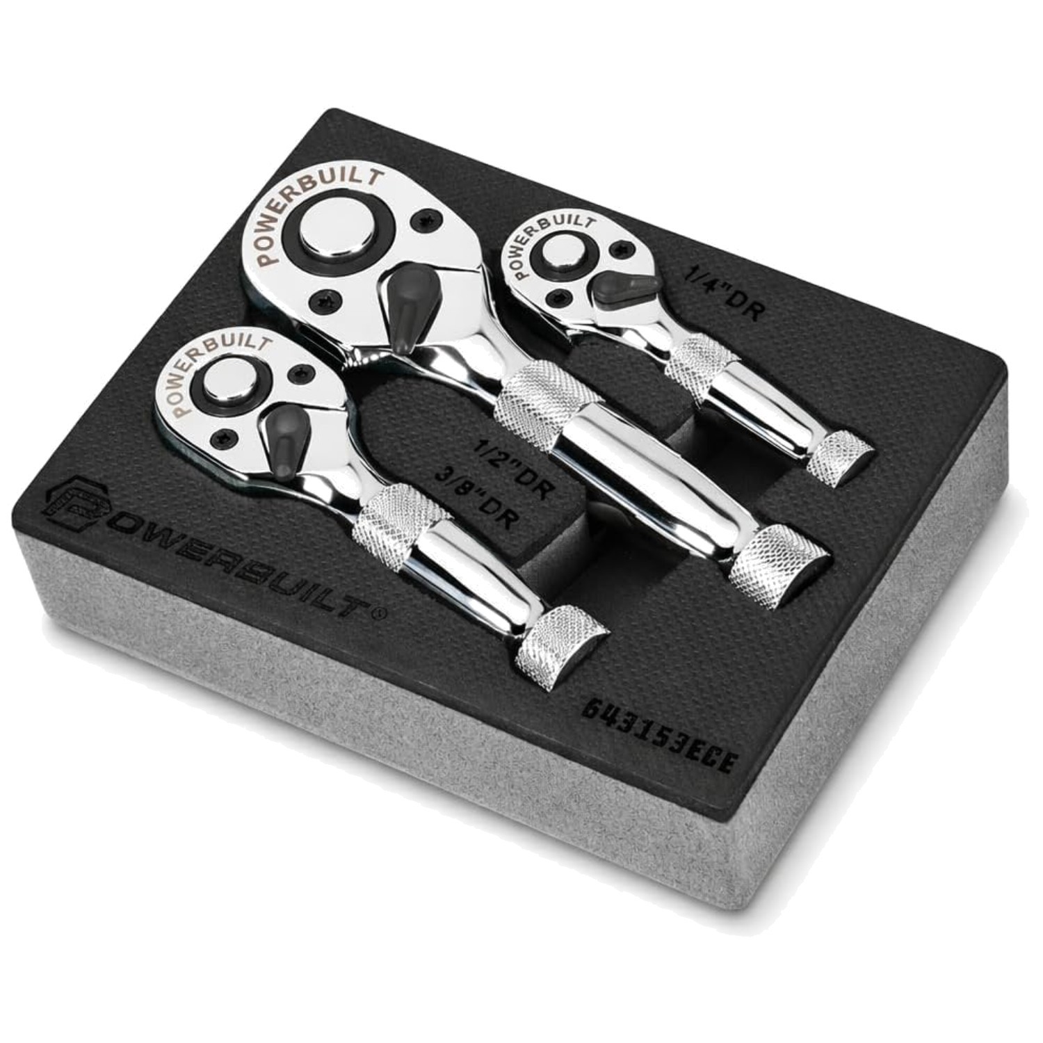Quick-Release 90-Tooth Stubby Ratchet Set – Chrome Finish