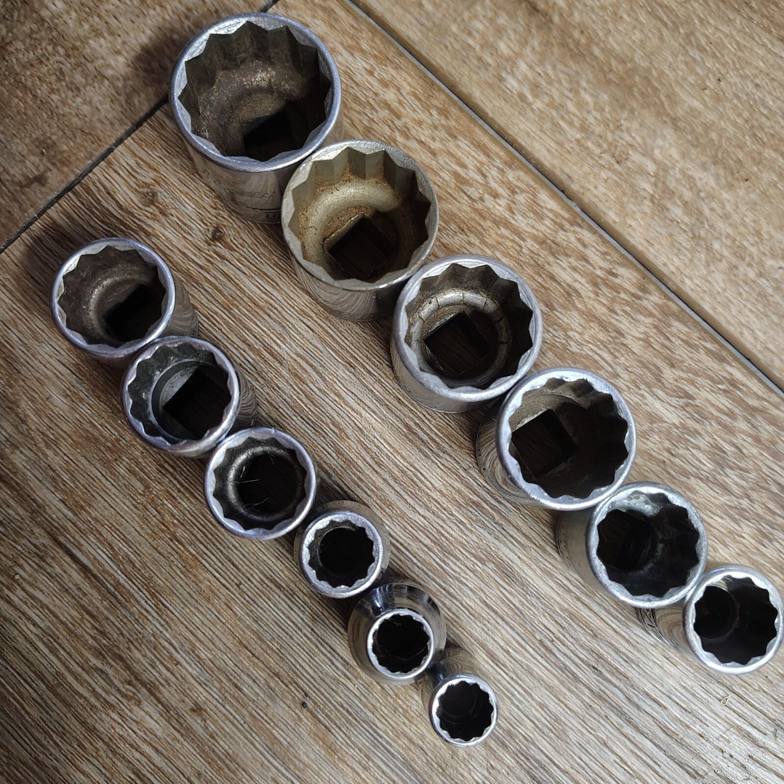 10 pc Snap-On Tools 3/8″ Drive 12-Point SAE Flank Drive® Shallow Socket SET