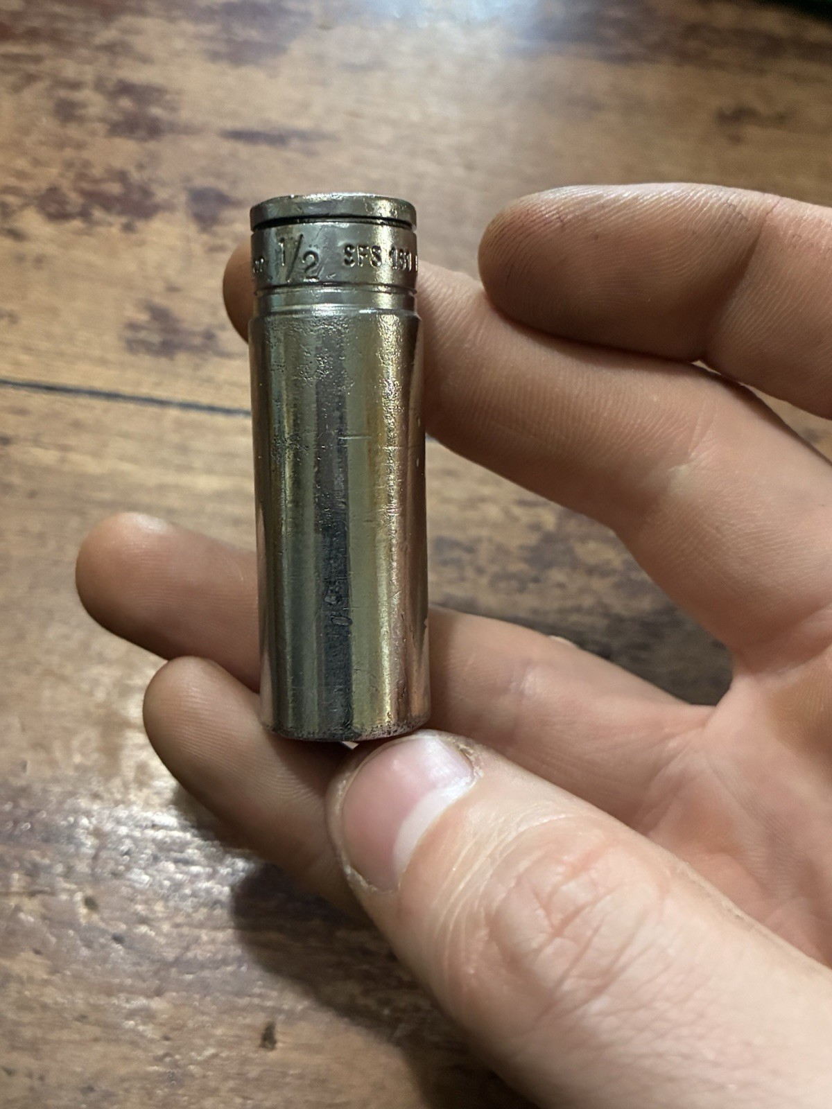 Vintage Snap-on Underline Logo SF161 3/8″ Drive 1/2″ SAE Deep 6 Pt Socket Rough