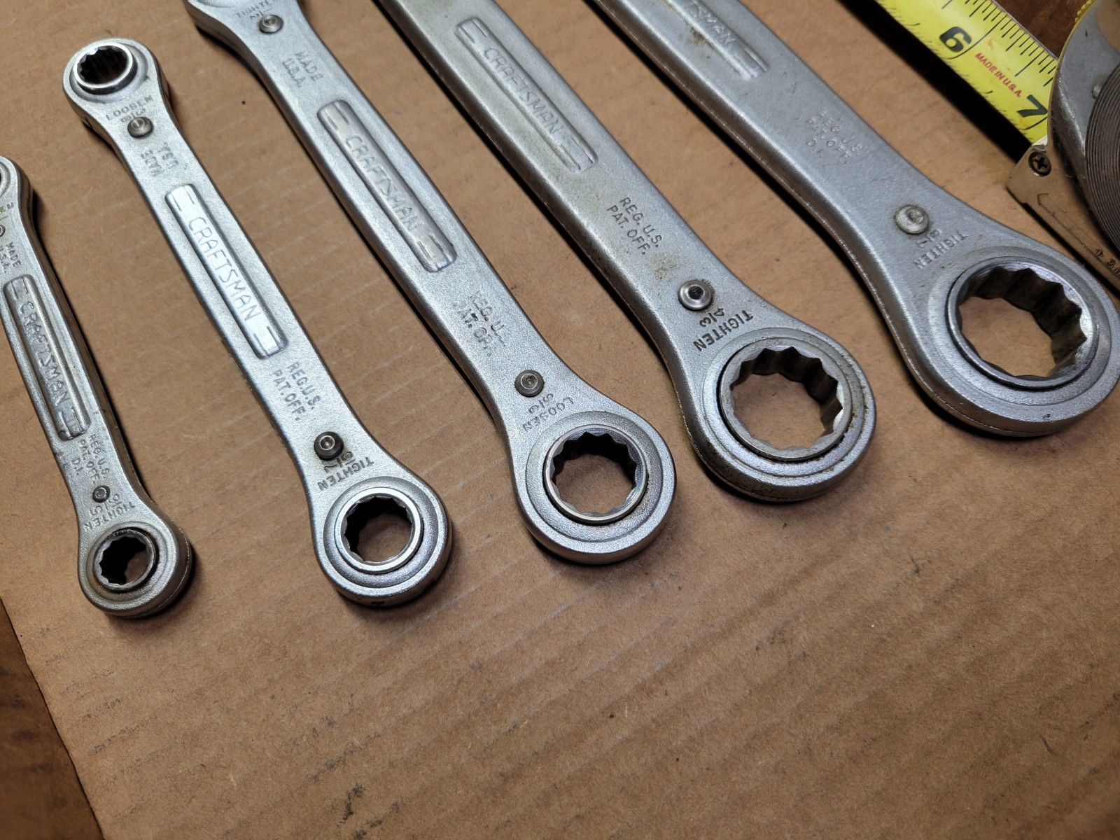 Vintage Craftsman USA 5-Piece ratcheting Box End Wrench Set