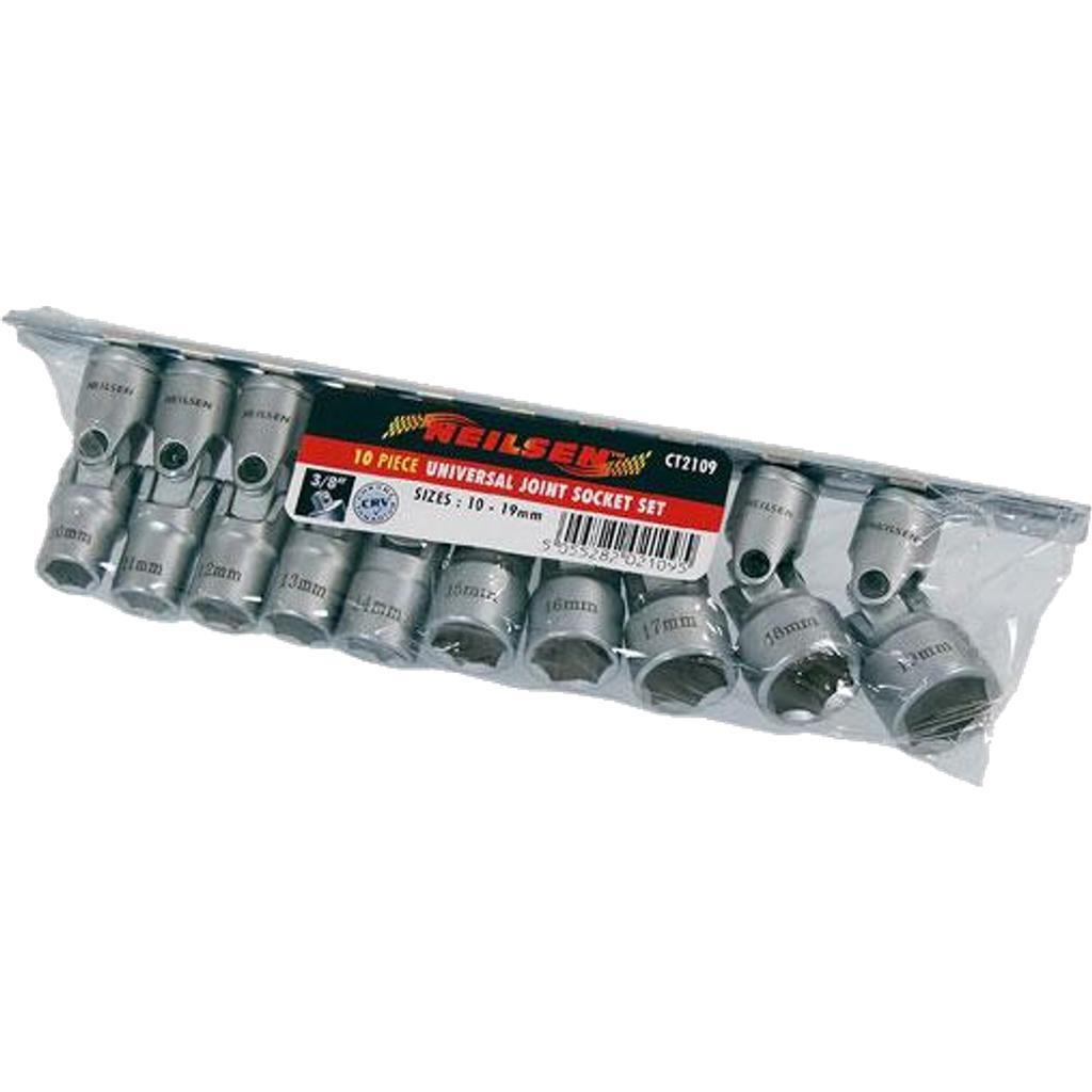 Neilsen Metric Universal Joint Sockets 10mm – 19mm Socket Set 10pc 3/8″ Drive