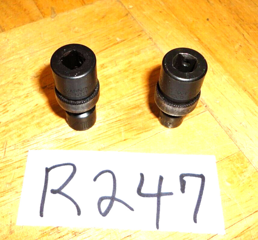 SNAP-ON TOOLS 2 PIECE 1/4 DRIVE SWIVEL IMPACT SOCKETS 1 USED 1/4 AND 1 NEW 5/16