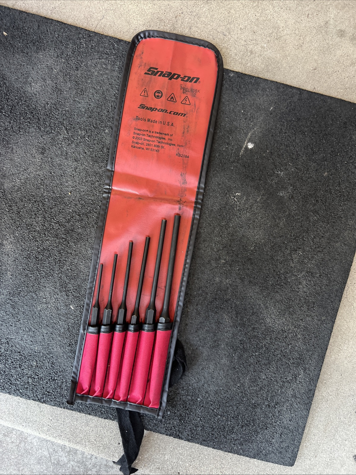For Snap On 6 pc Long Pin Punch Set PPCL60bk New Open Box