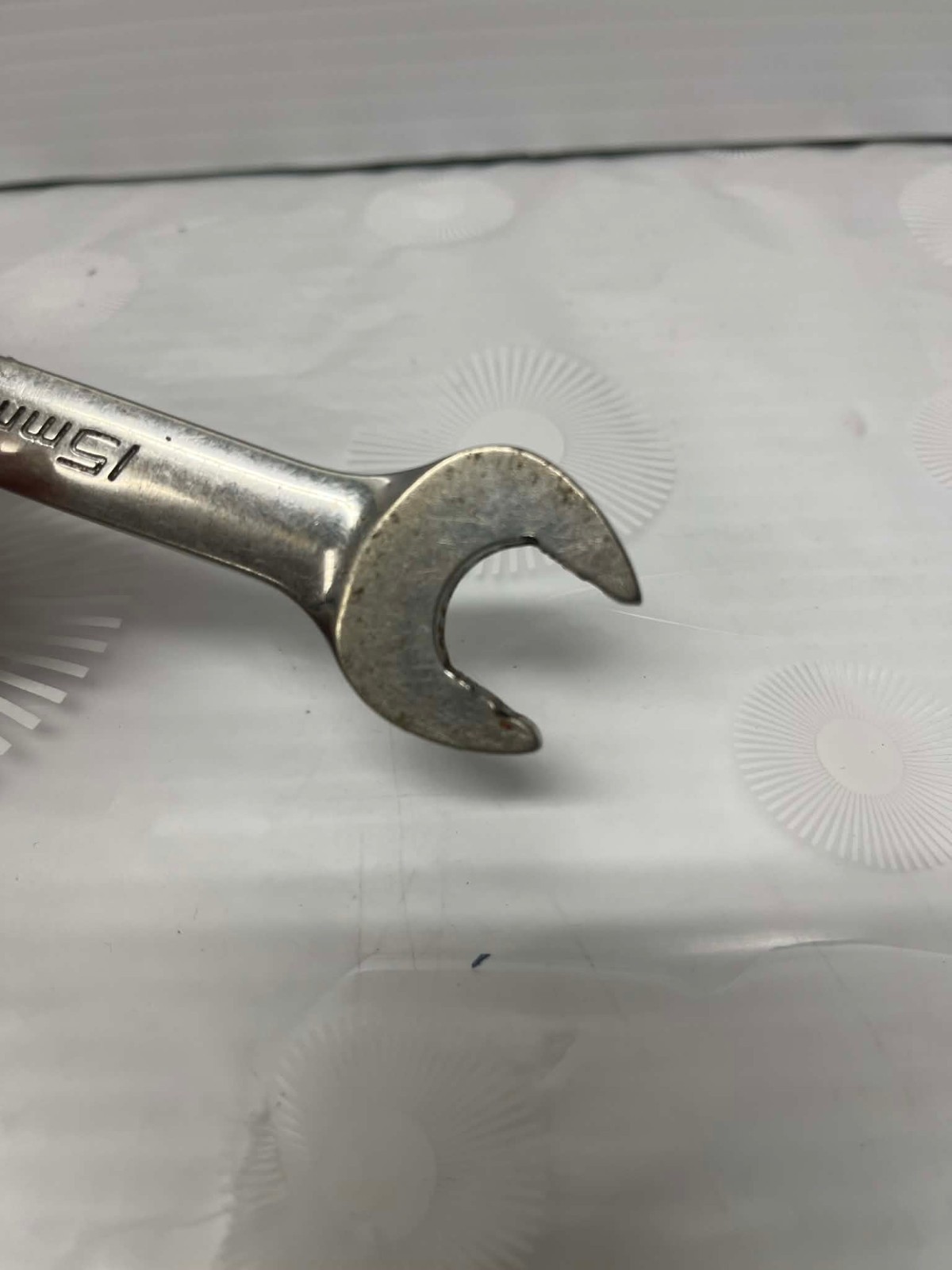 Snap On USA 15MM 12PT Metric Flank Drive Plus Chrome Combination Wrench SOEXM15