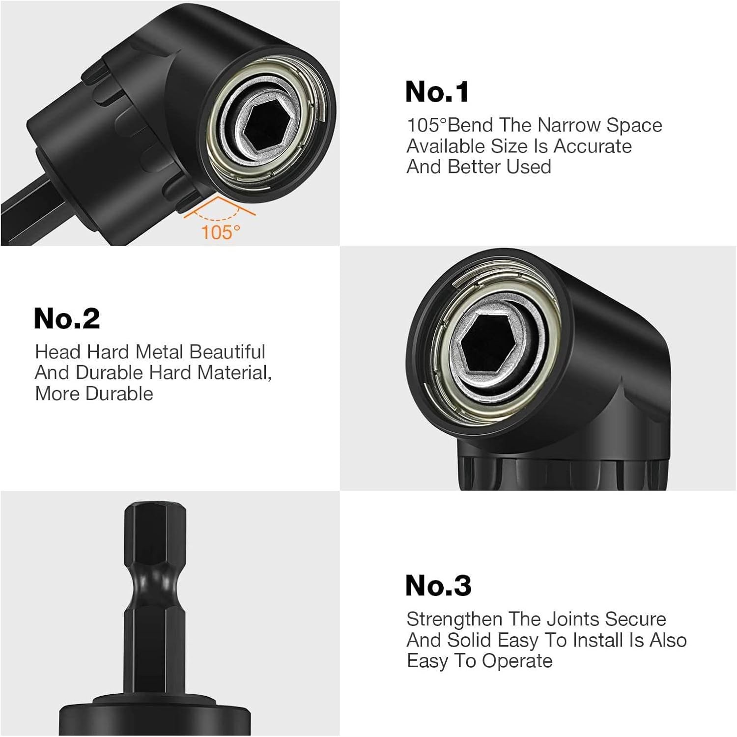 Impact Grade Socket Adapter Set – 3 Pcs Extension Drill One Size, 4P*Black
