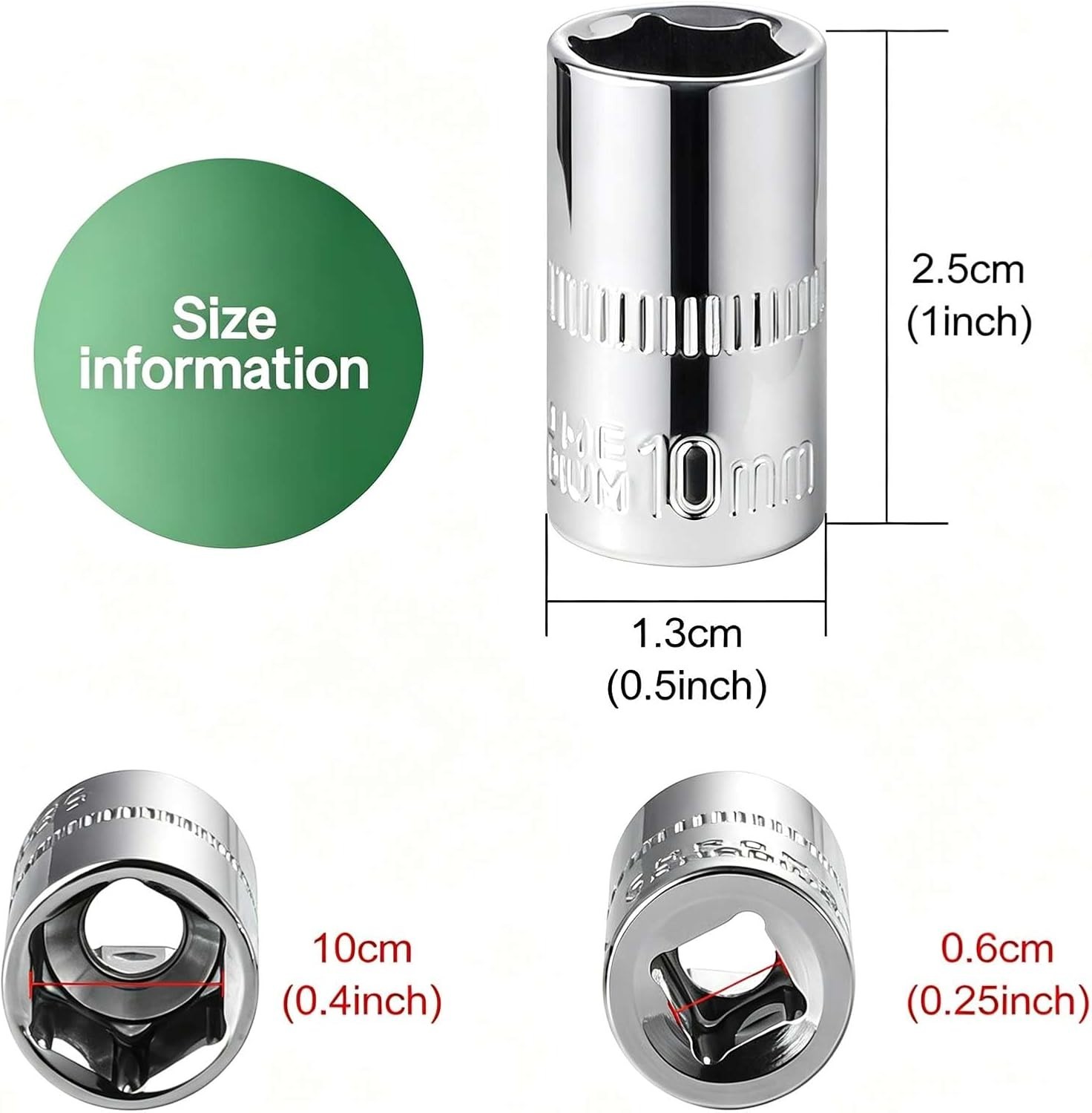 2Pcs Shallow Socket 1/4 Inch Drive 10mm socket 6 Point -CORROSION RESISTANCE