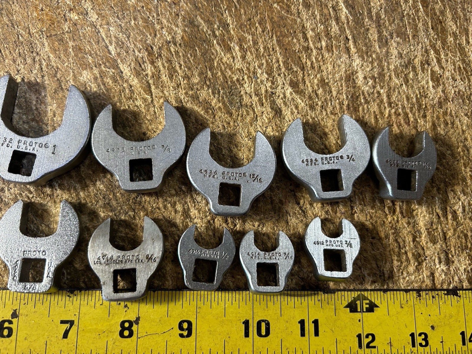 Proto 3/8” Drive Crowfoot Wrench Set 10 Piece 3/8 To 1” SAE Matte Finish USA