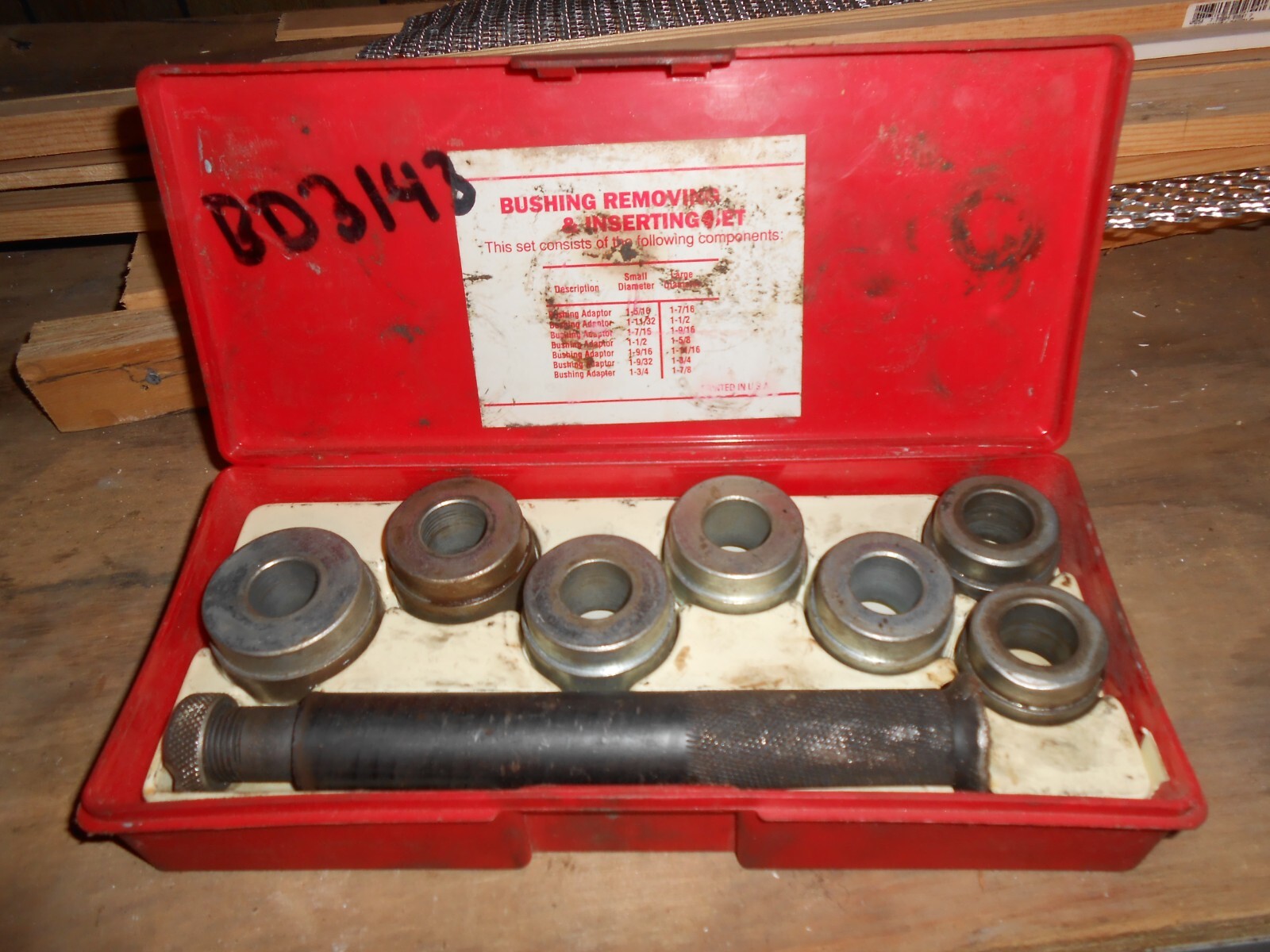 snap on/mac tools lg.& small bushing driver sets