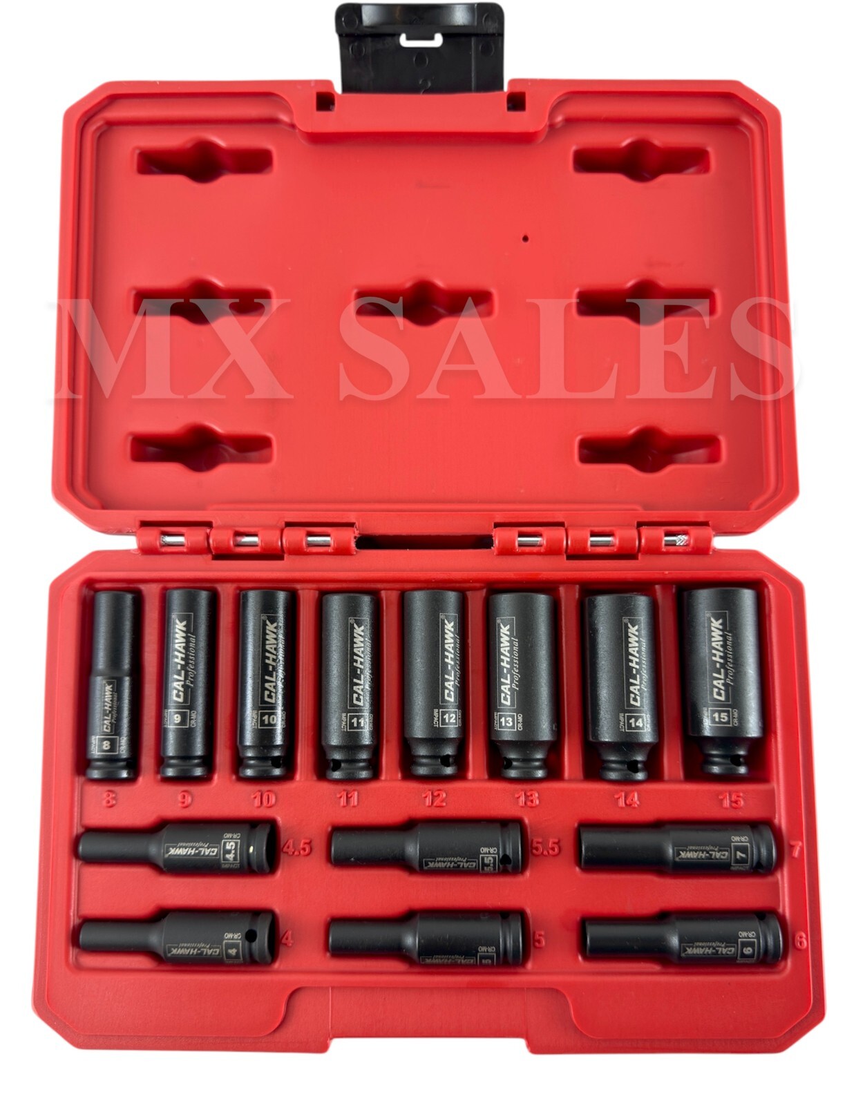 14PC 1/4″ Drive Magnetic Deep Impact Socket Set Metric CR-MO 4-15MM W/ CASE