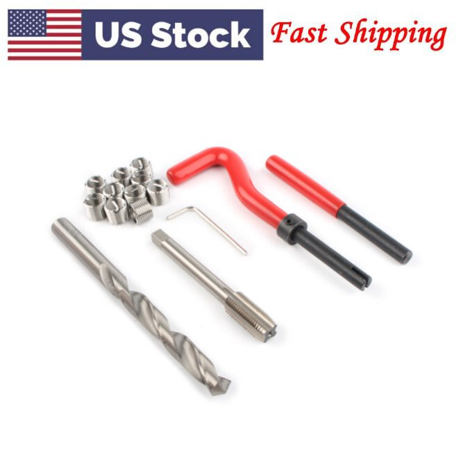 M10 x 1.25 Metric Thread Repair Install Tool Insert Kit M10 Helicoil Coil 15PCS