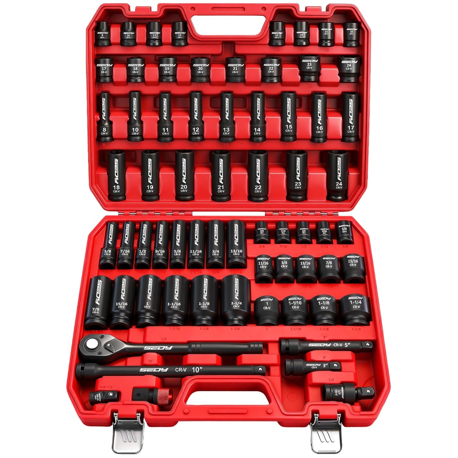 Complete 1/2″ Drive Socket Set with Ratchet Handle