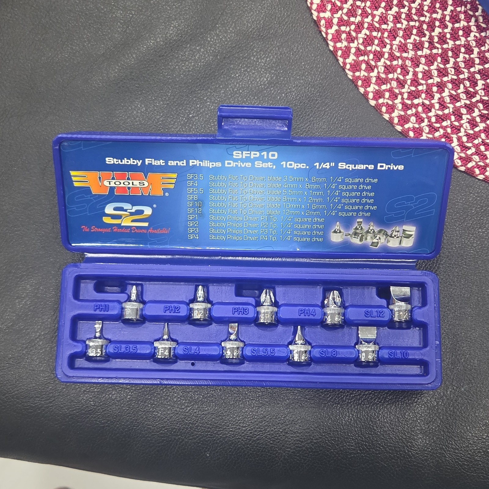 VIM Tools SFP10 Stubby Flat Phillips Driver Set 1/4 Drive Tight Access