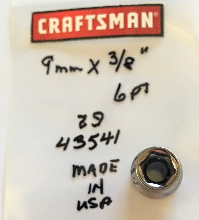 Craftsman 9 mm x 3/8″ Dr Socket G2 43541 – 6 Pt – Made in USA – Free USA Ship