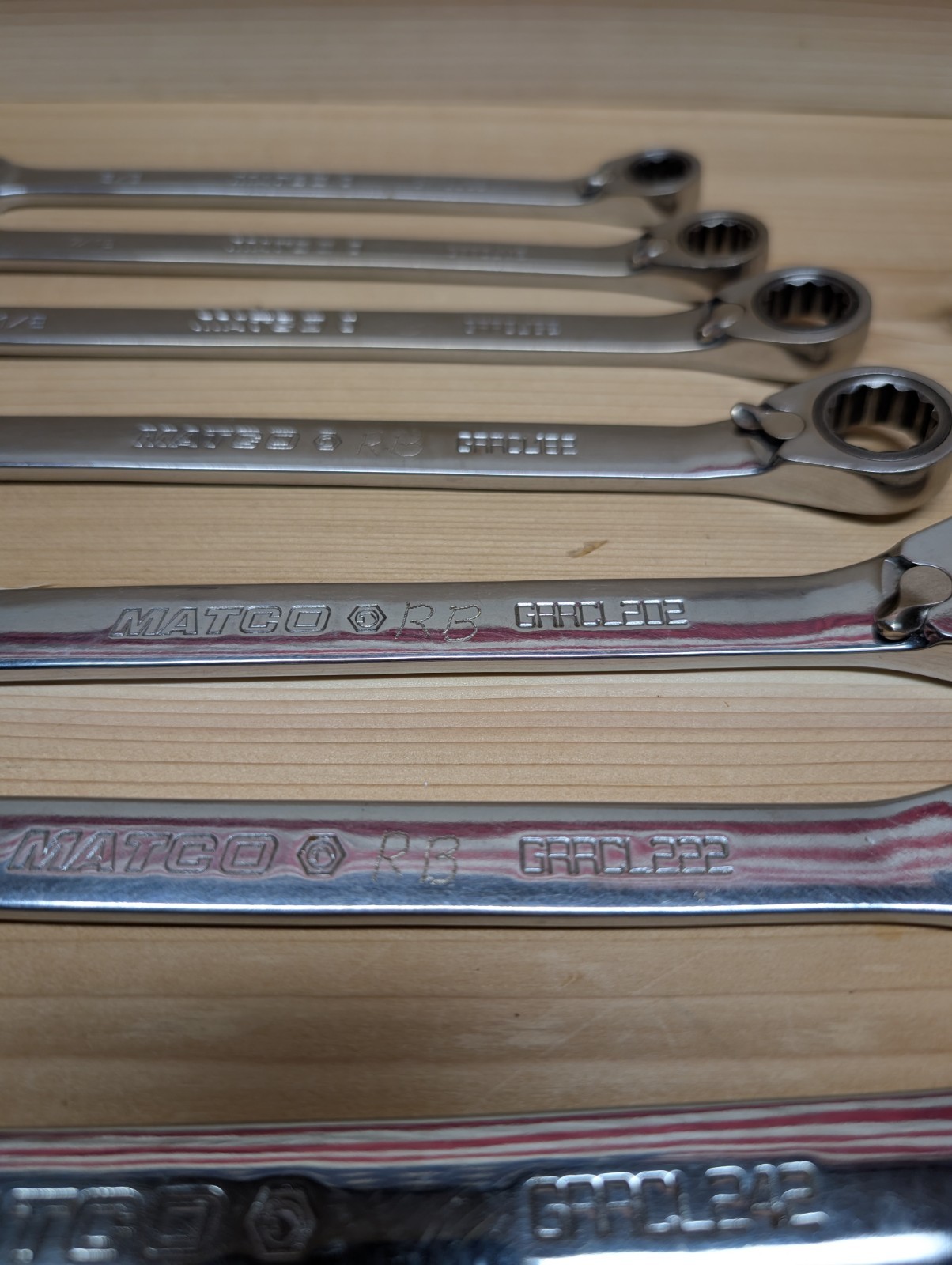 Matco Tools GRRCL 12 Point SAE Reversible Ratcheting Wrench Set USA 7 Piece