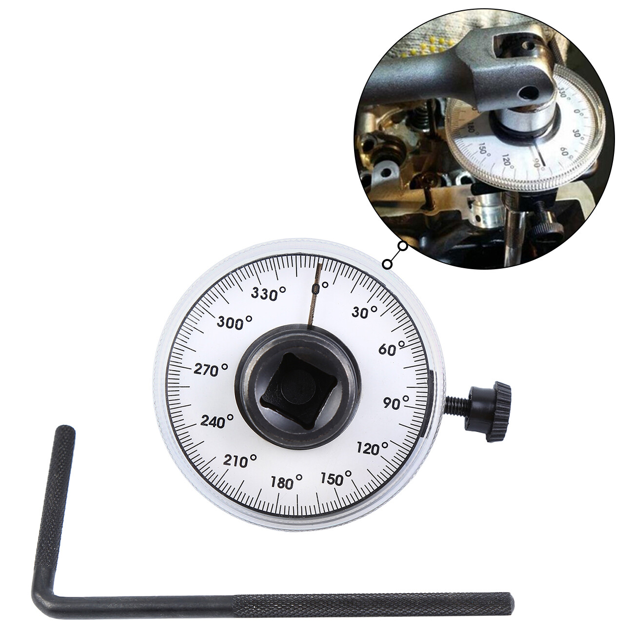 360 Degree 1/2″ Drive Torque Angle Gauge Meter Rotation Measure Wrench Tool