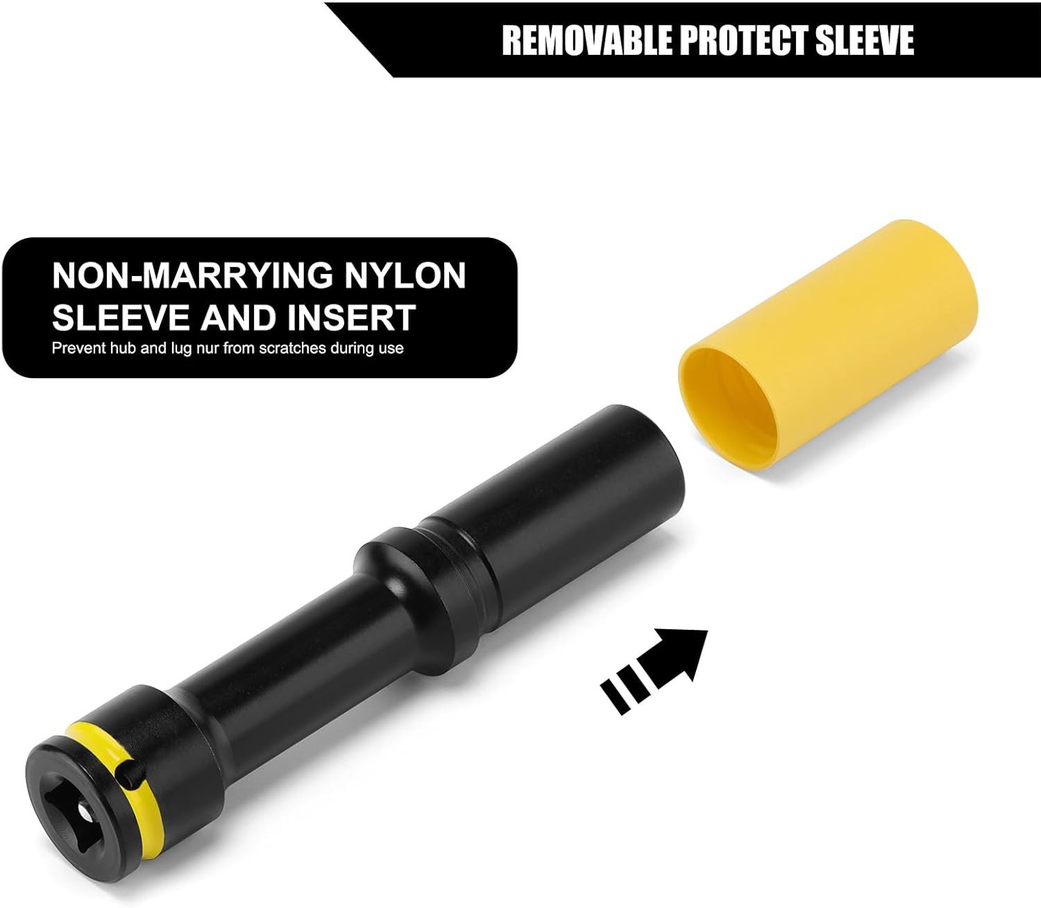3PCS 1/2″ Drive Non-marring & Thin Wall Lug Nut Impact Socket Set, for Wheel Lug