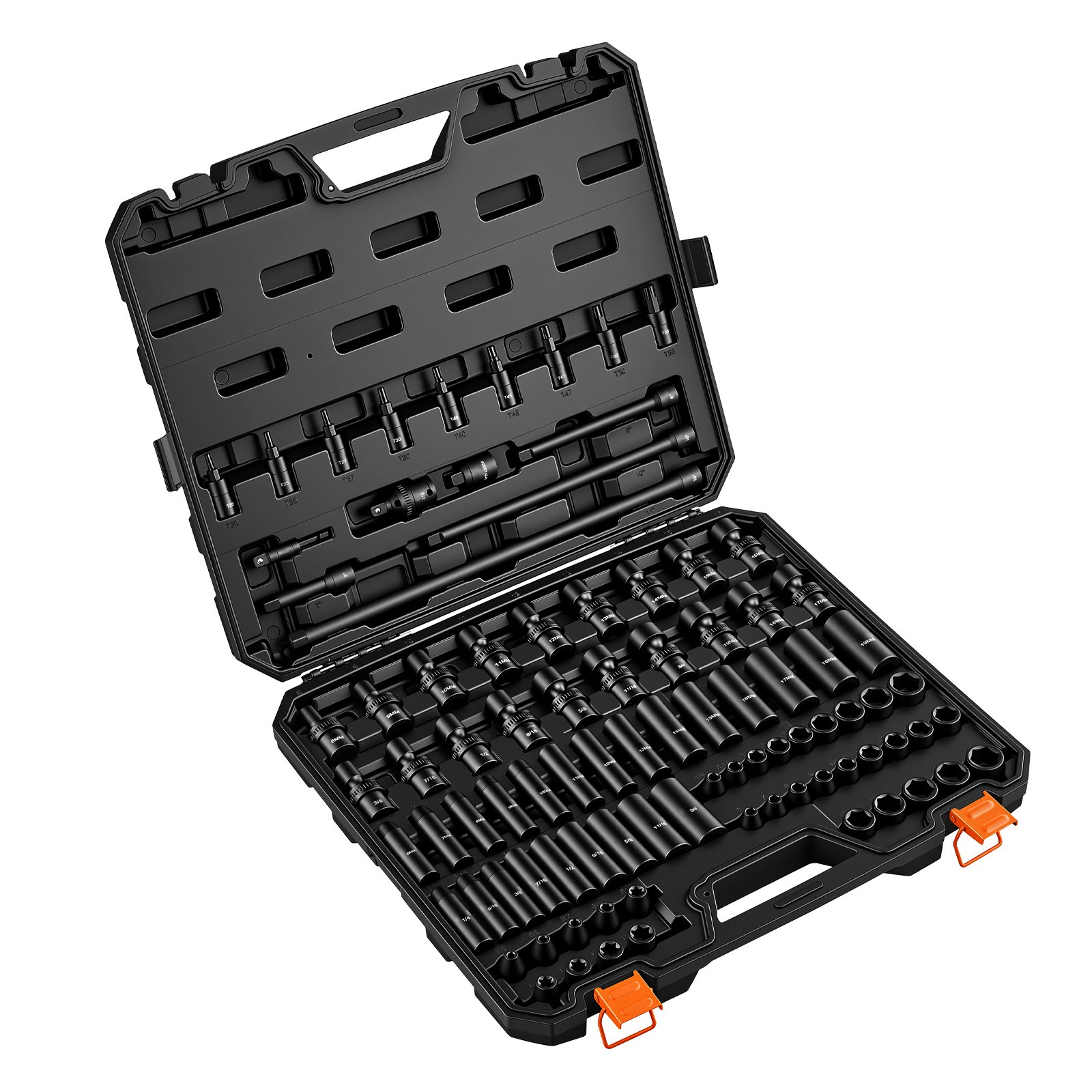 Uimoso 90-Piece 3/8″ Drive Impact Socket Set with 6-Point Design & Case