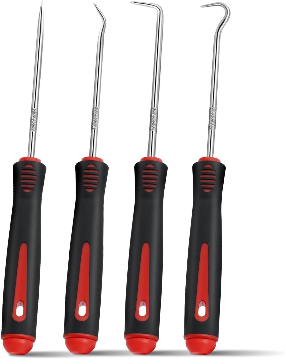 Hardened Steel 4-Piece Pick Set with Non-Slip Grip for O-Ring and Gasket Repair