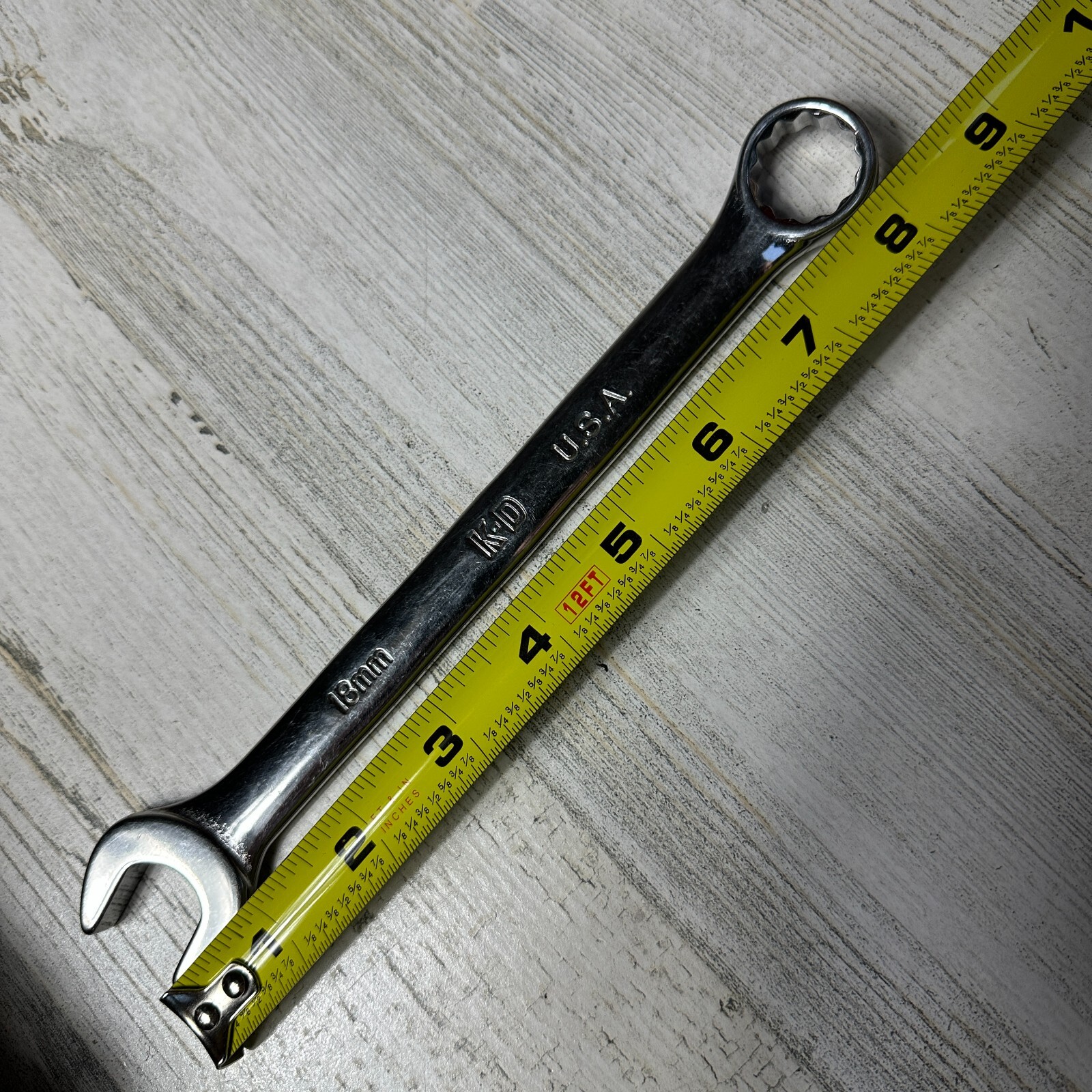 KD TOOLS Metric Combination Wrench 18 mm (12 Point) Made in USA 63618 K-D