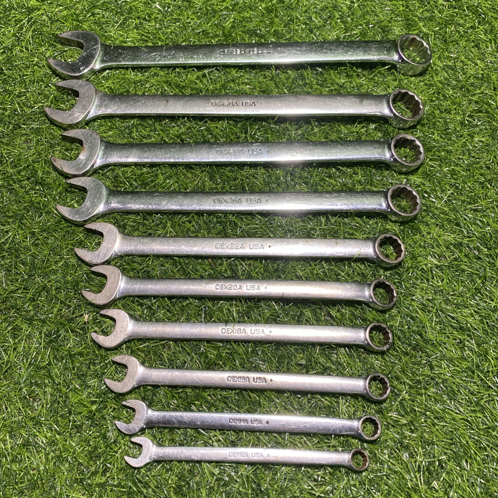 Vintage Snap-On USA 10pc SAE OEX12A – OEX32A Comb. Wrench Set Missing 24A