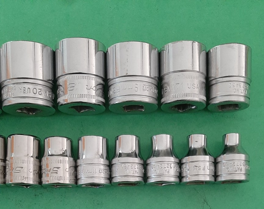 Snap-on Tools Metric 6pt Point 3/8″ Drive Chrome Shallow Socket Set 6mm to 22mm