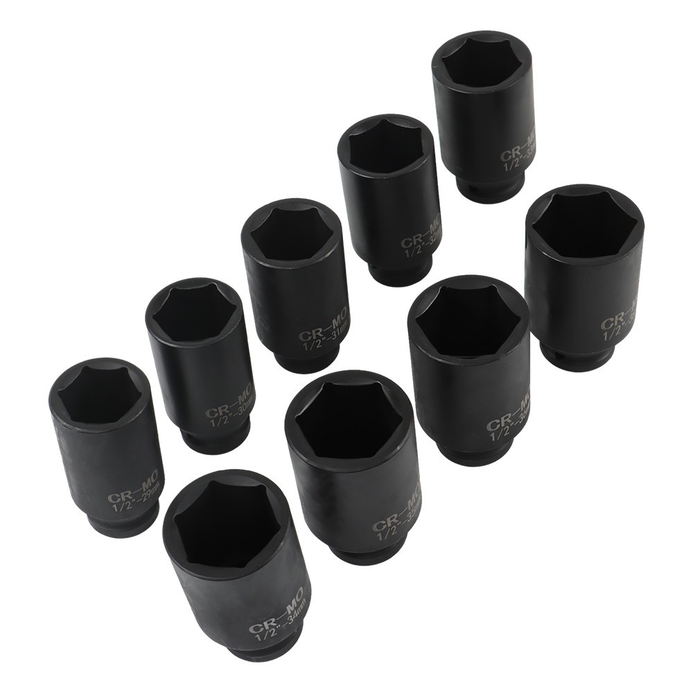 LABLT 9PCS Impact Socket Tool Kit 1/2″ Drive Metric Axle Hub Nut Socket 29-38mm