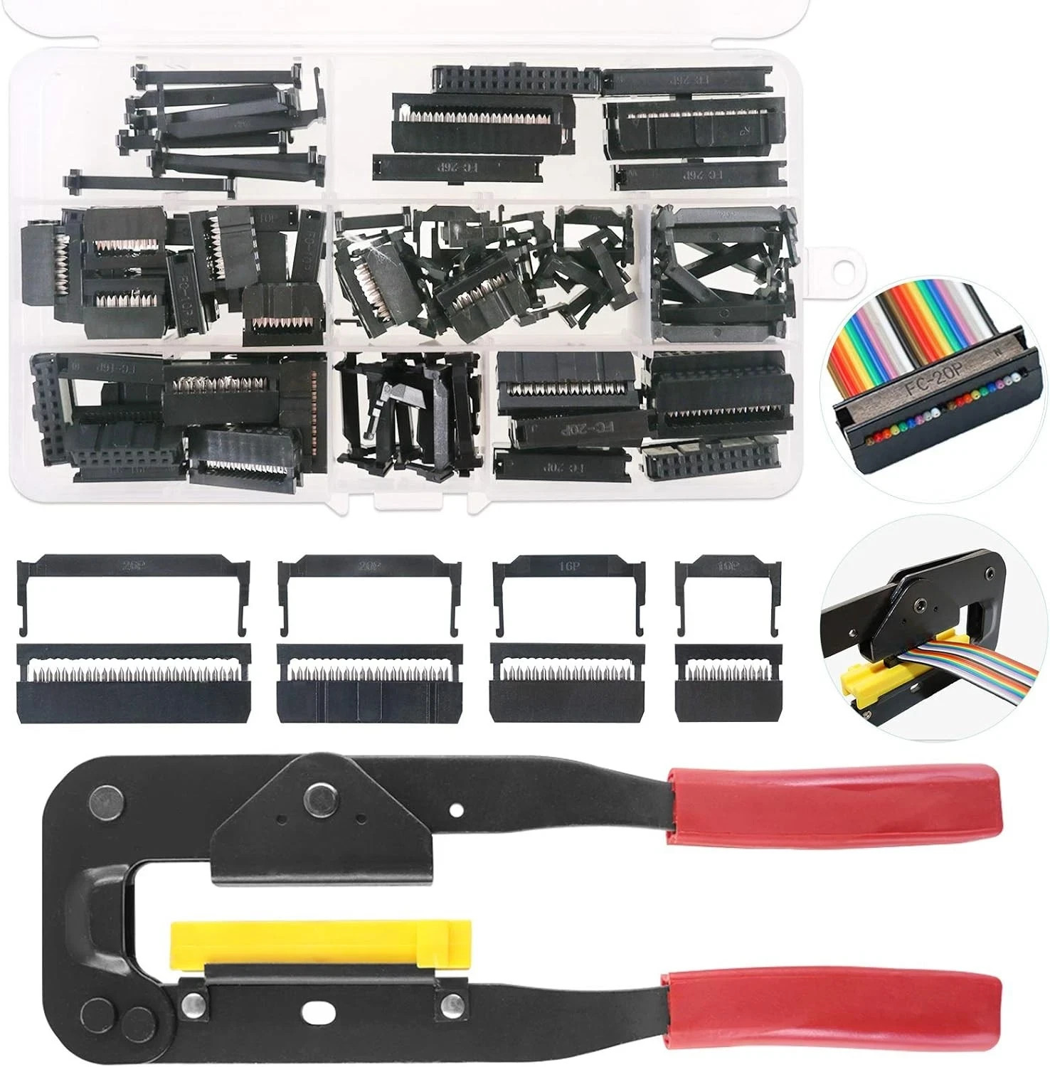 Keadic 49 Pieces FC-10 16 20 26 Pin Female Header IDC Cable Connector 2.54mm…