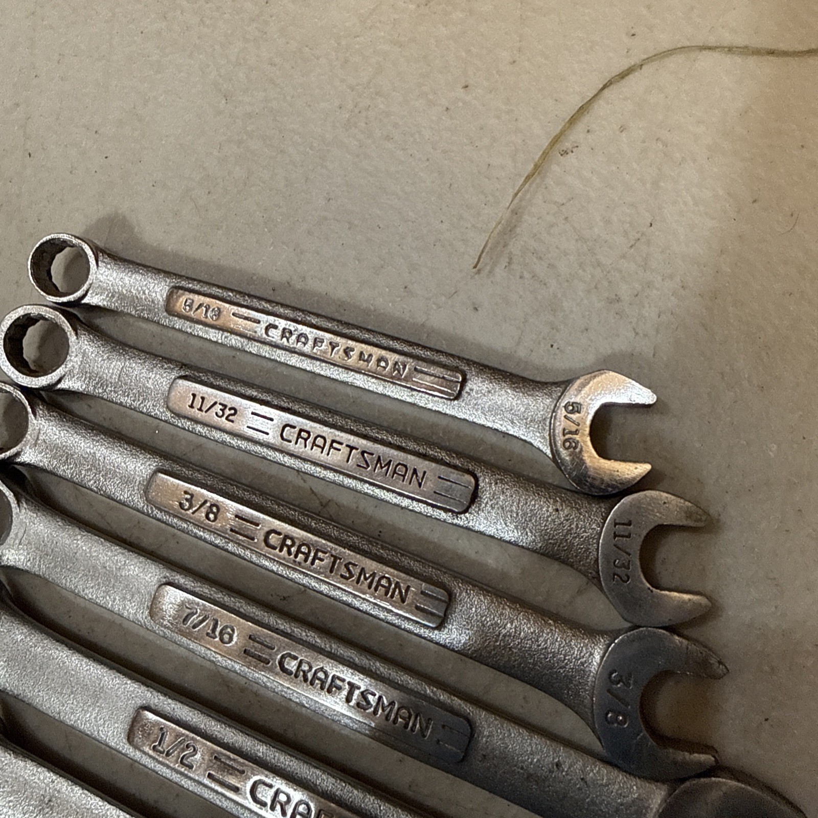 USA Made Craftsman 10 piece SAE Combination Wrench Set -VV- 7/8” To 5/16”