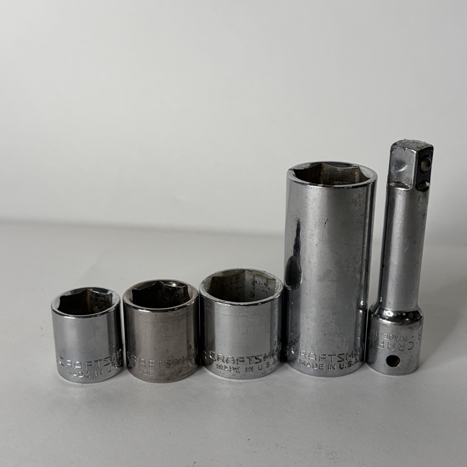 Vintage Craftsman Wrench Socket 3/8″ Drive Lot of 13 Multiple Sizes Made In USA