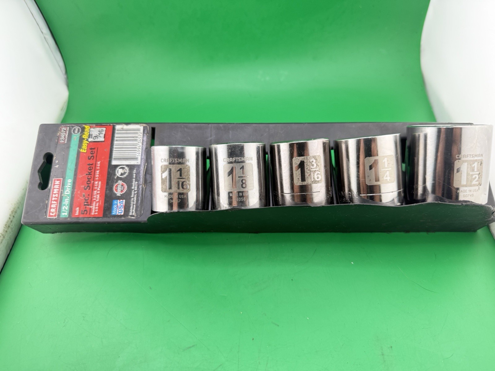 USA 34572 Craftsman Lg. 12pt 1/2” Drive 5 PC Socket Set Easy Read 1-1/16 1-1/2