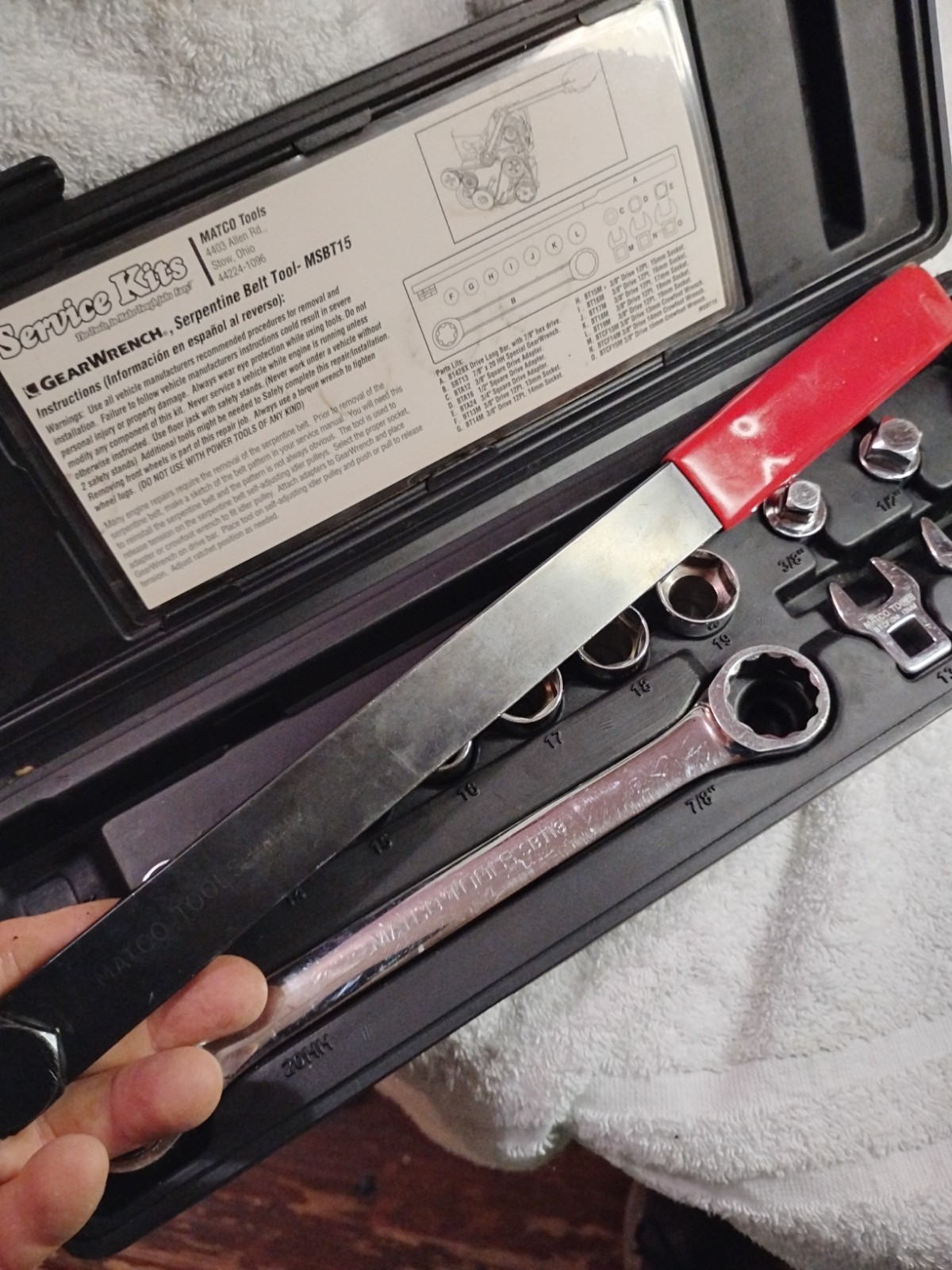 Matco Tools MSBT15 Serpentine Belt Tool Kit With Case