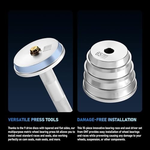 10-Piece Wheel Bearing Press Kit – Seal Driver, 9 Adapters & Installer Tool Set