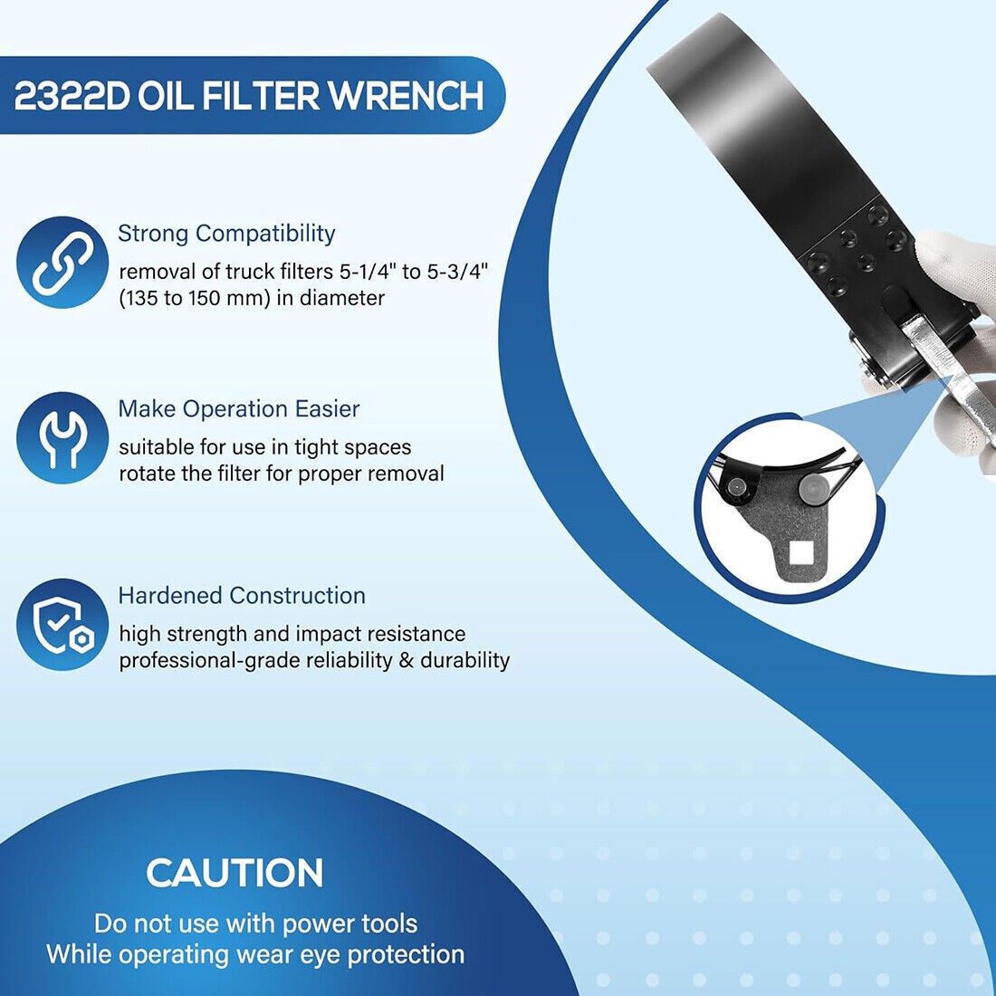 2322D Oil Filter Wrench 5-1/4″ – 5-3/4″ Fit Use With 1/2″ Square Drive Tool