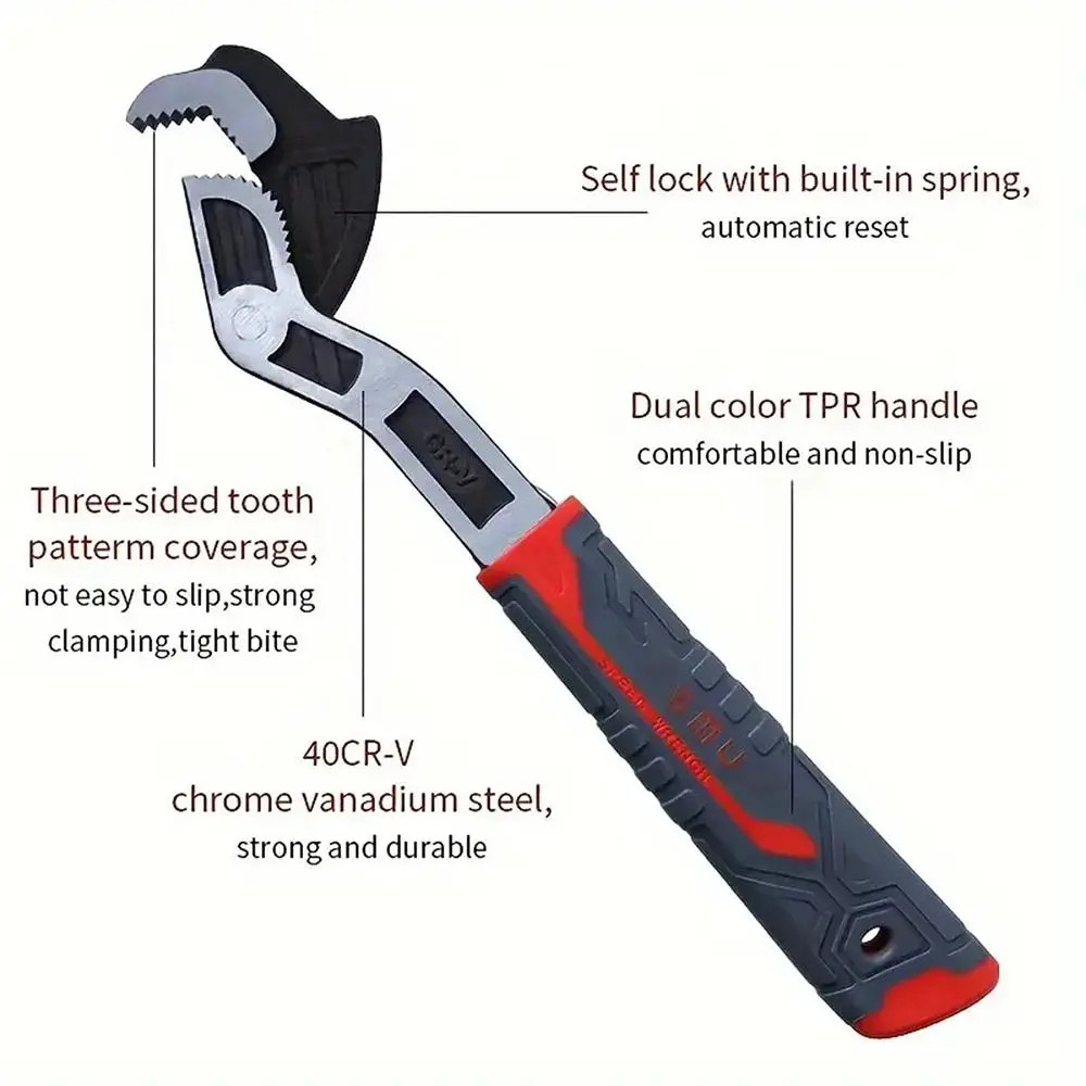 Multifunctional Self Locking Pipe Wrench Universal Car Bike Plumbing Repair Tool