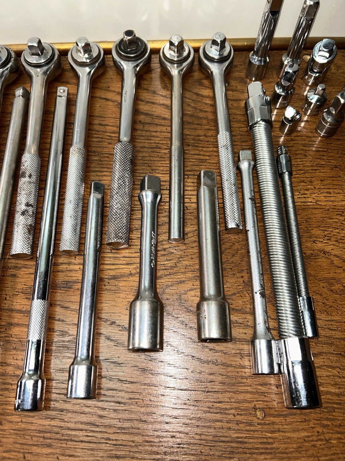 31 Assorted Ratchet Wrenches, Adapters, Extensions Stanley/SK/PROTO/Craftsman