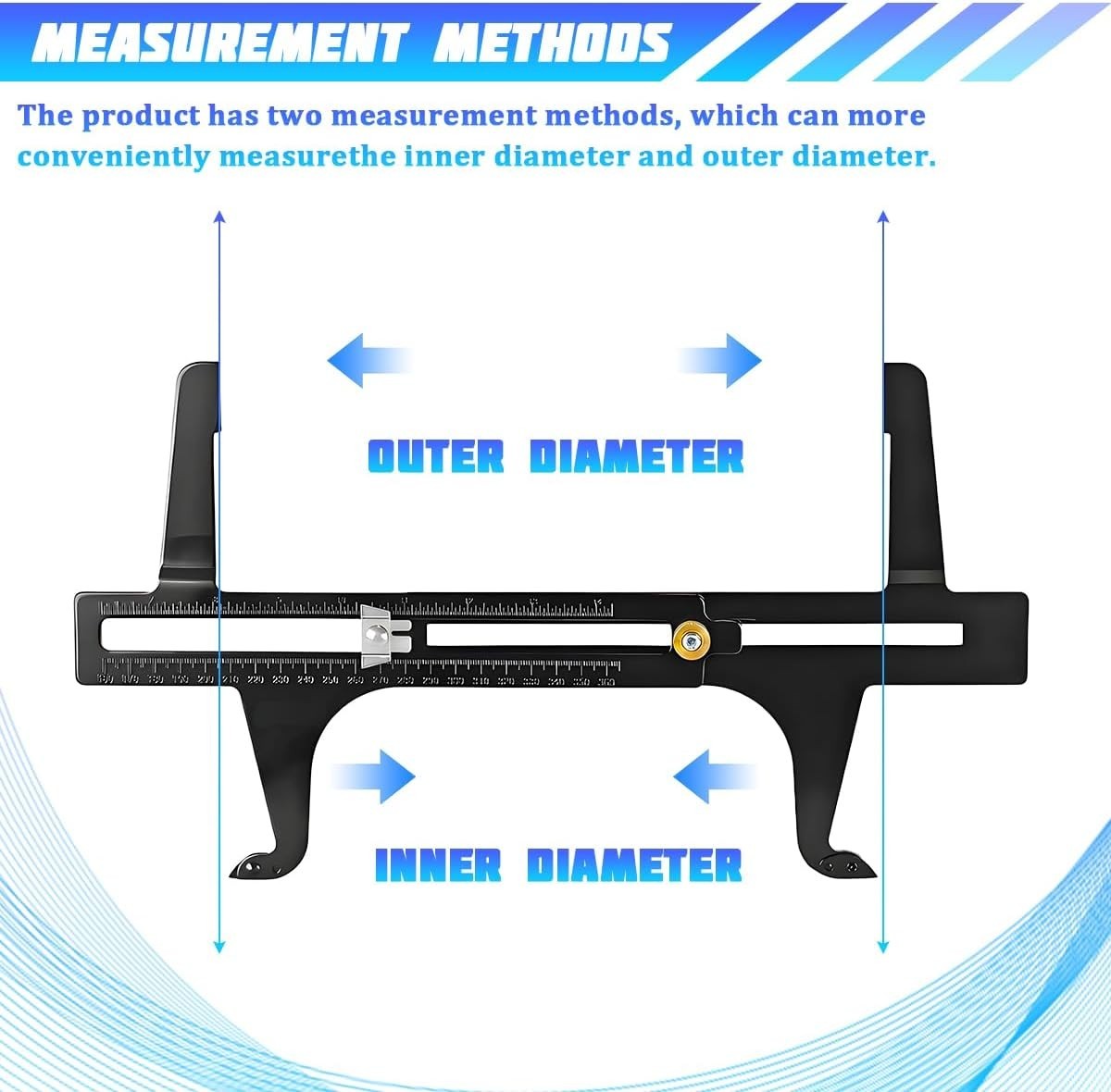 Brake Measuring Tool 6.5-14.25 Inch Dual Scale Automotive Reset Instrument