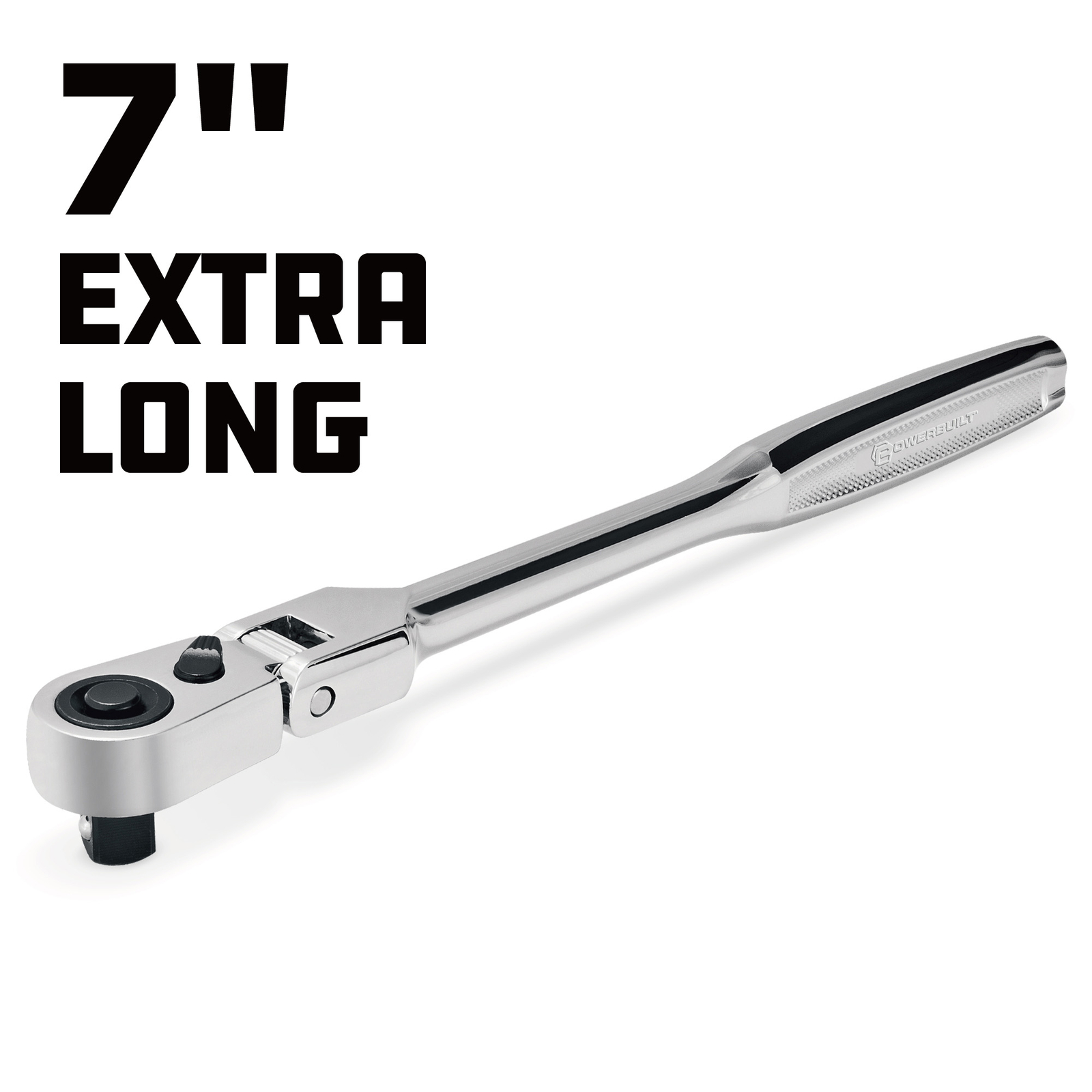 Powerbuilt 1/4 Inch Drive 72 Tooth Pro Tech 7 Inch Long Reach Flex Head Ratchet