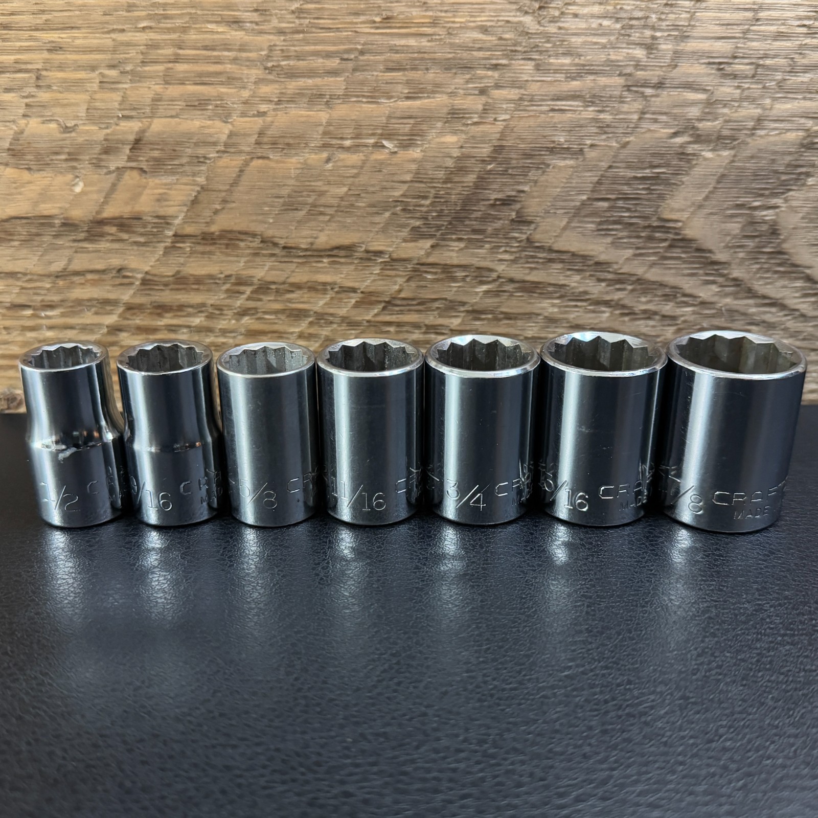 Craftsman USA 1/2 Drive SAE Socket Set 7pc 1/2-7/8″ 12PT -G- 47502-47512 Vintage