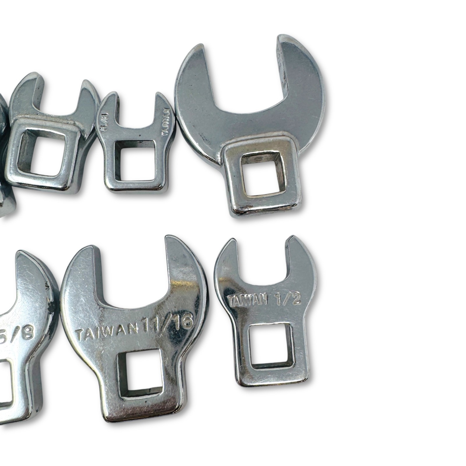 Unbranded 9/16 in, 5/8 in SAE 3/8 in Drive Open-End Crowfoot Wrench Set, 7 Pcs