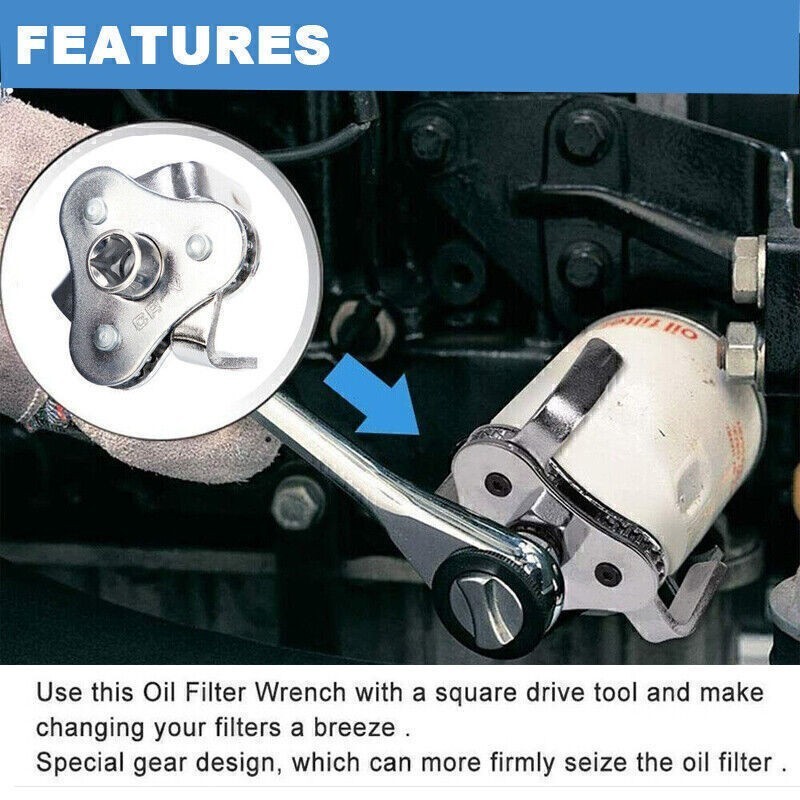 2-Way 3 Jaw Oil Filter Wrench Adjustable Oil Filter Removal Tool 1/2″ Universal