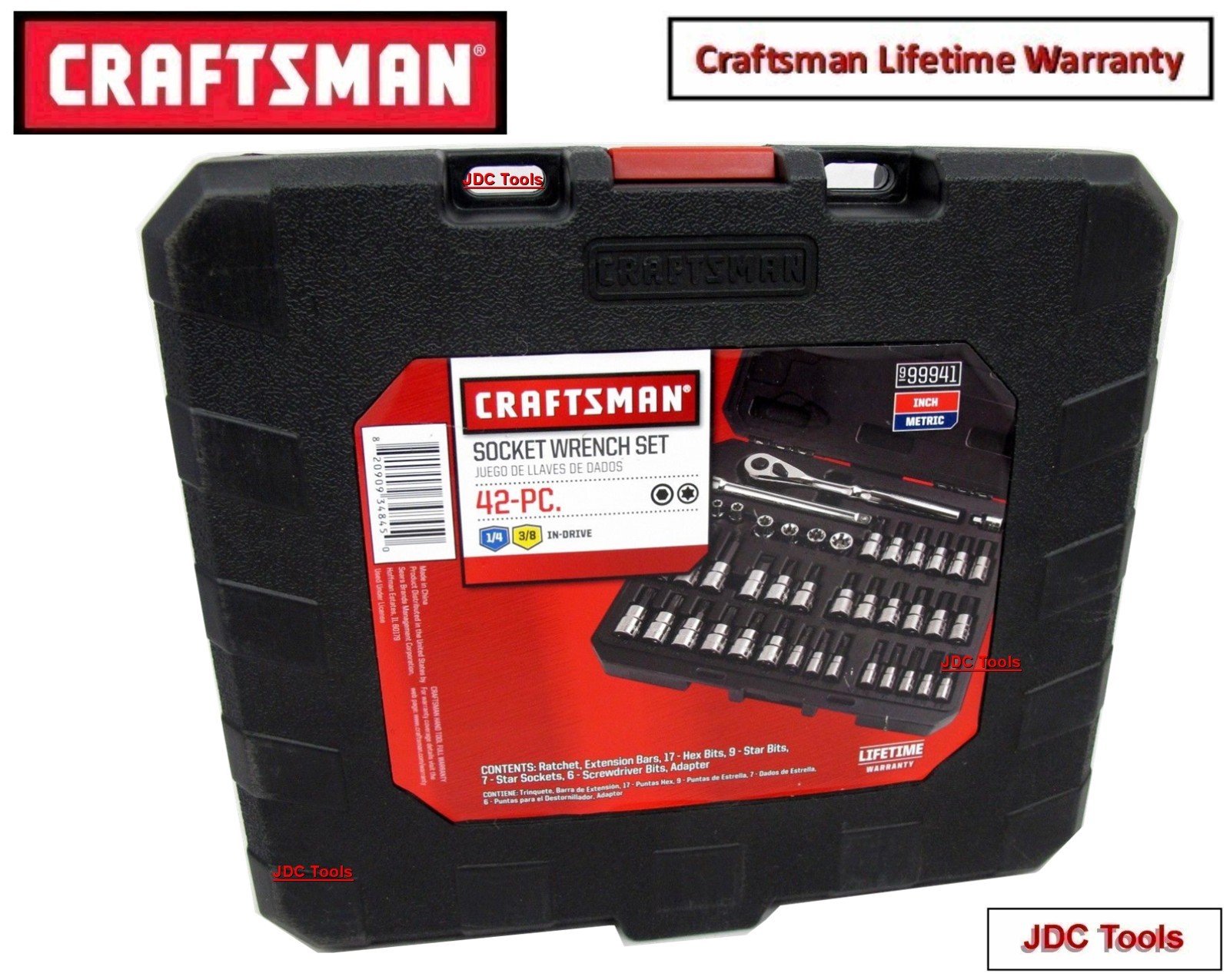 CRAFTSMAN TOOLS 42pc 1/4 & 3/8 Wrench Hex Torx Bit Socket Set SAE and Metric NEW