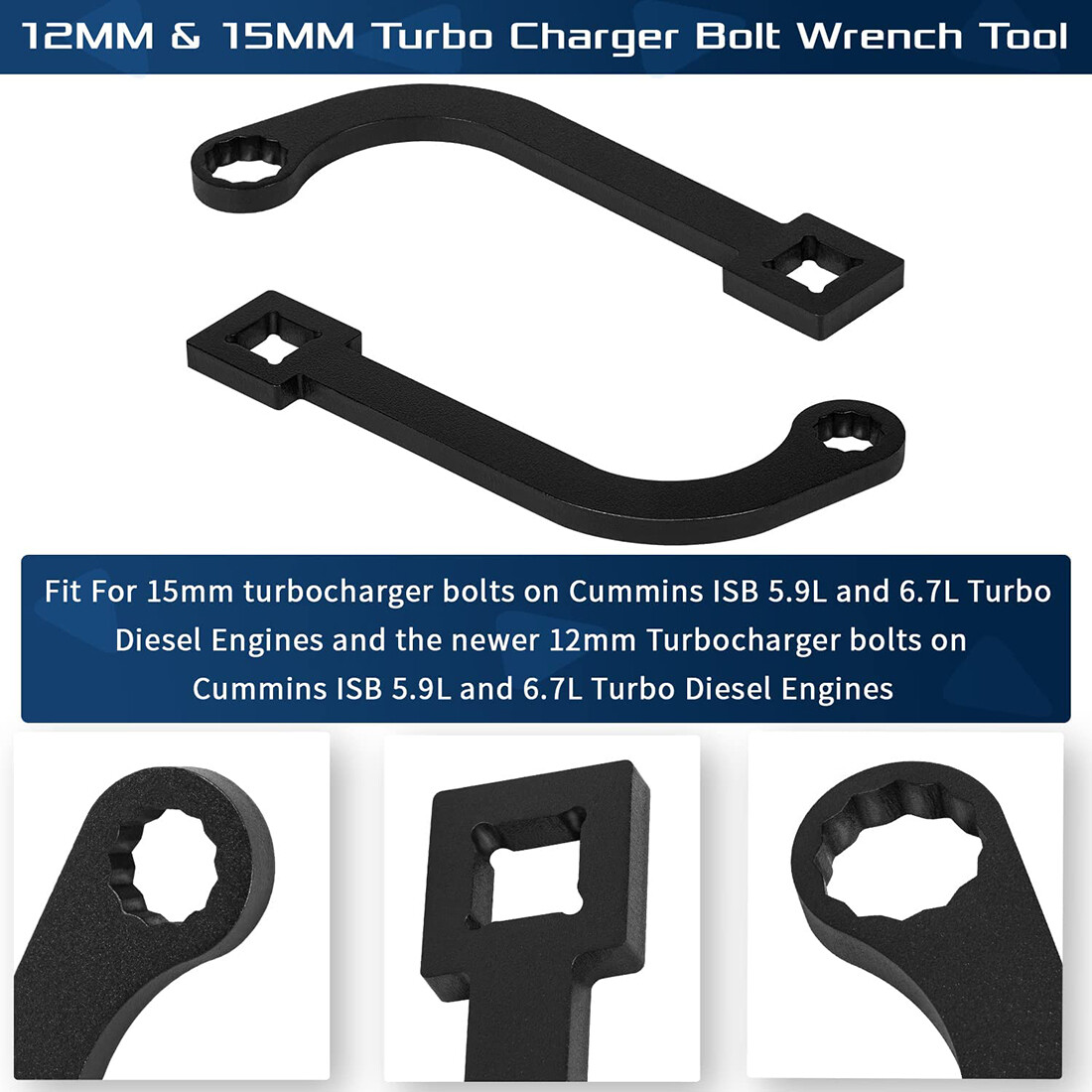 12mm&15mm Turbo Charger Bolt Wrench 9866B 9866A For Cummins ISB 5.9L 6.7L Diesel