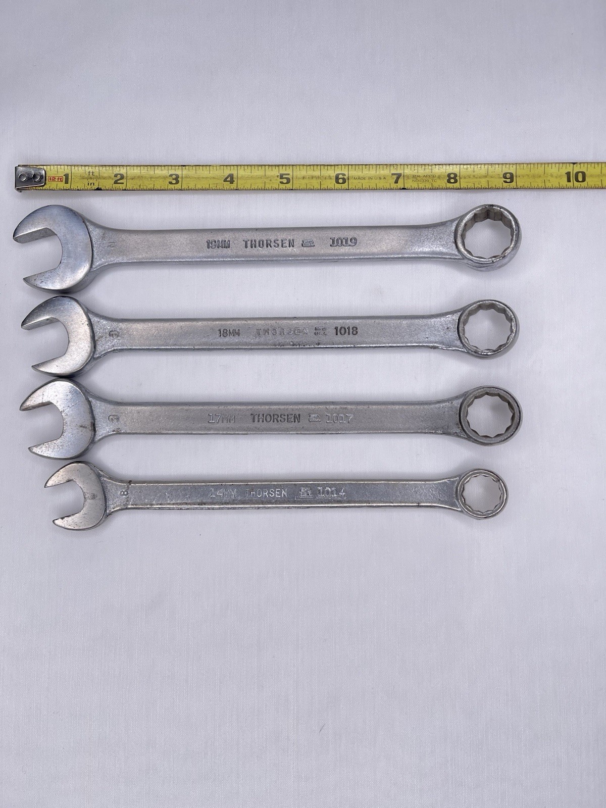 Vintage Set of 4 Thorsen Metric Combination Wrenches 14mm 17mm 18mm 19mm USA