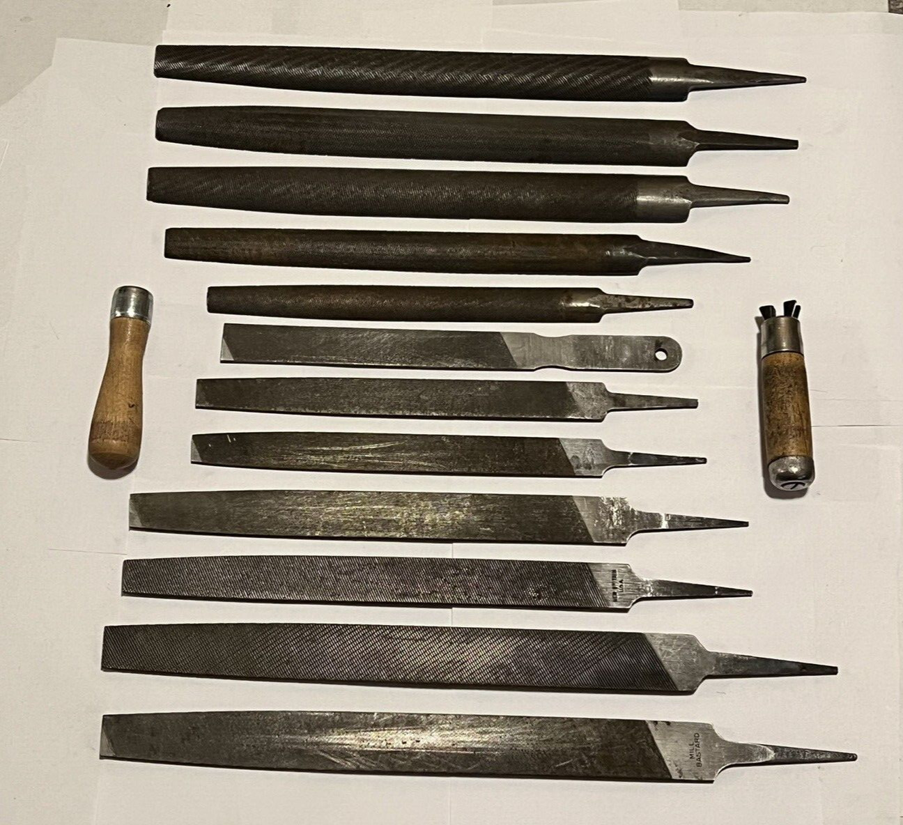 Vintage File set 12 pc Heller Nicholson New Britain Mill Flat Bastard Half Round